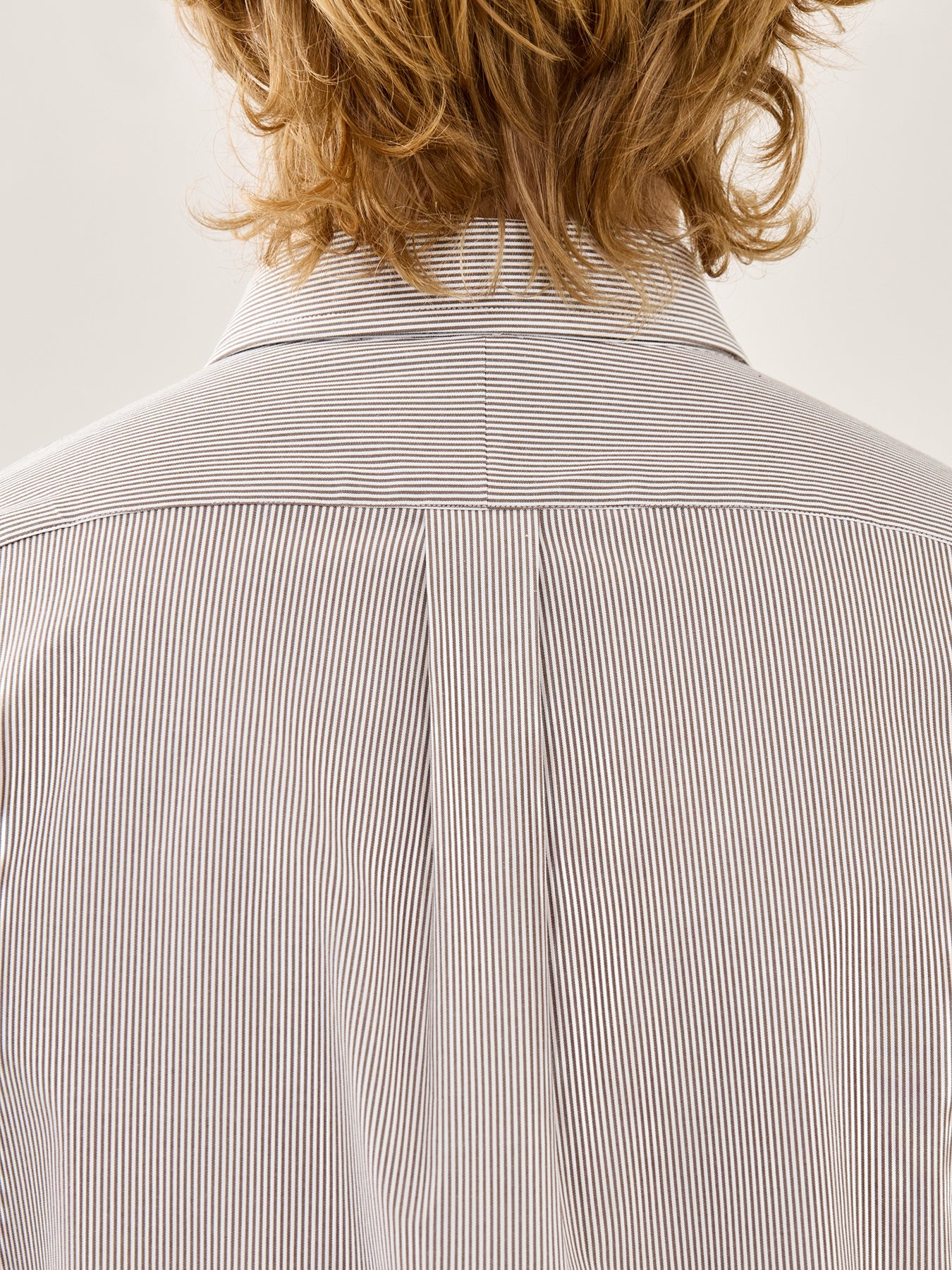 Slim Fit Stretch Poplin Stripe Shirt Brown White
