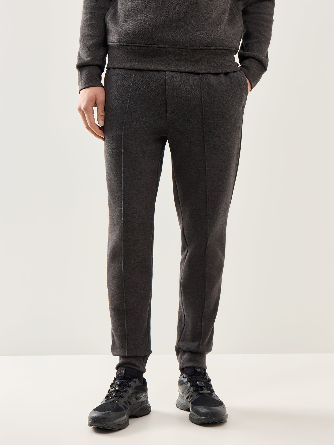 Double Knit Pleat Joggers Grey