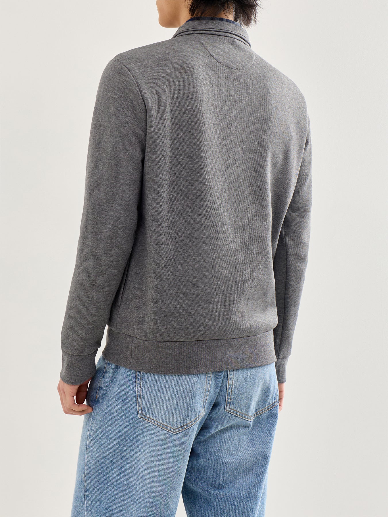 Lightweight Double Knit Quarter Zip Grey