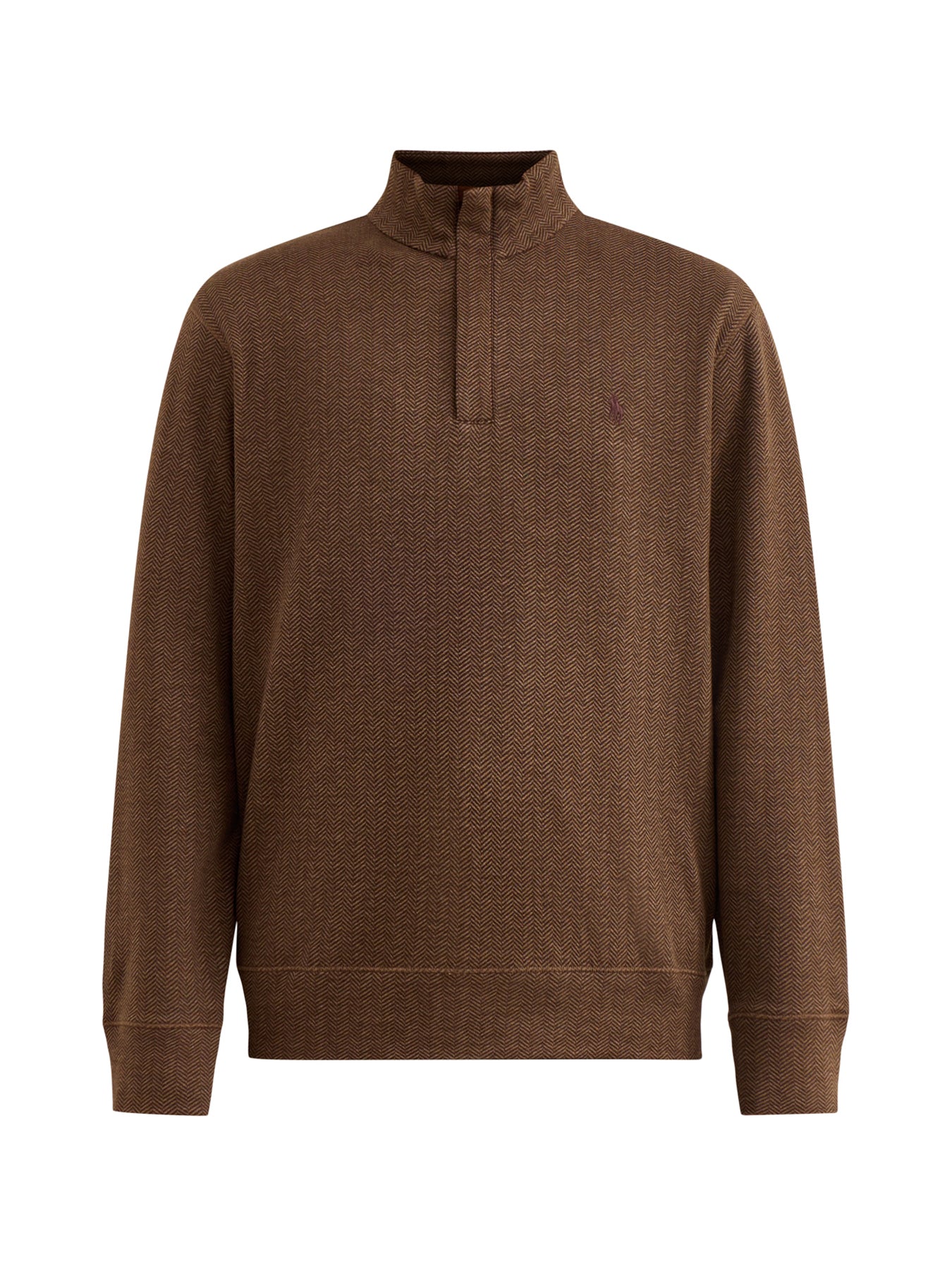 Double Knit Herringbone Quarter Zip Sweat Brown