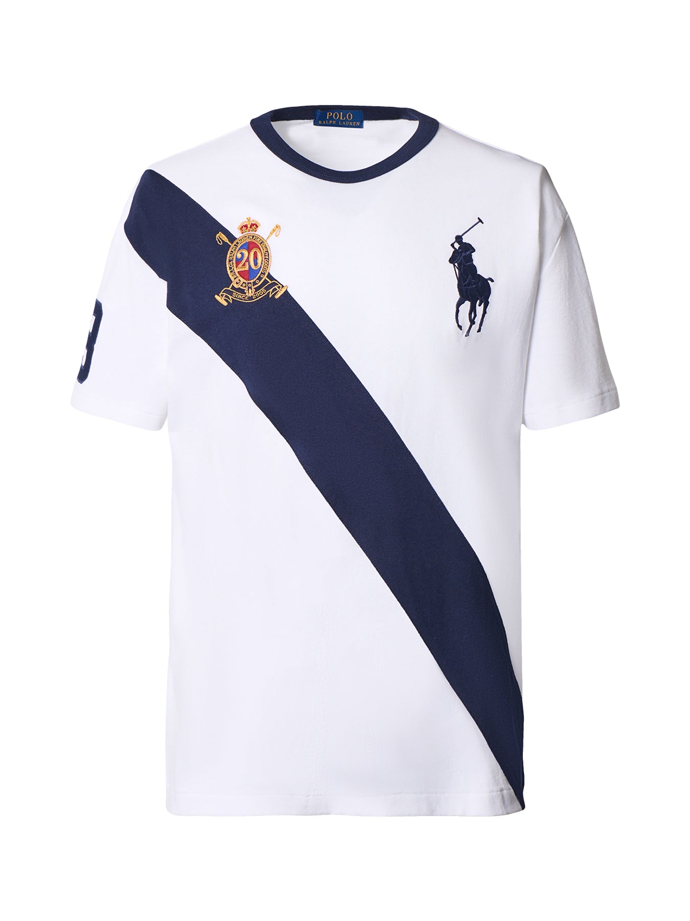 Diagonal Stripe Logo Tee White