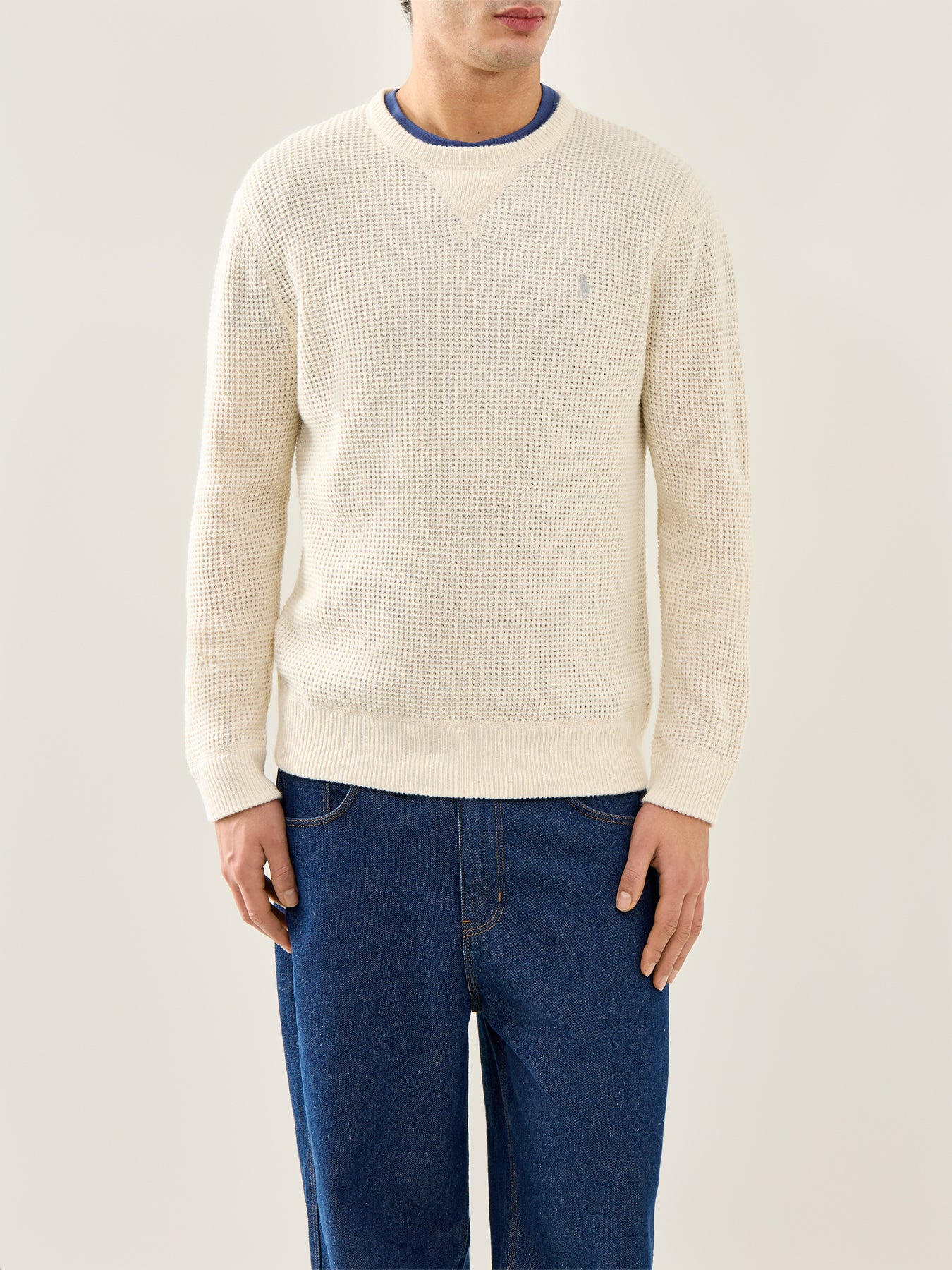 Textured Woolen Crew Knit Cream