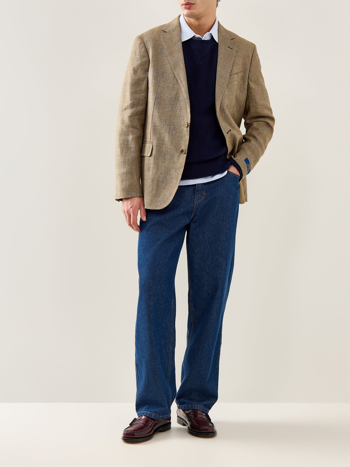 Textured Woolen Crew Knit Blue