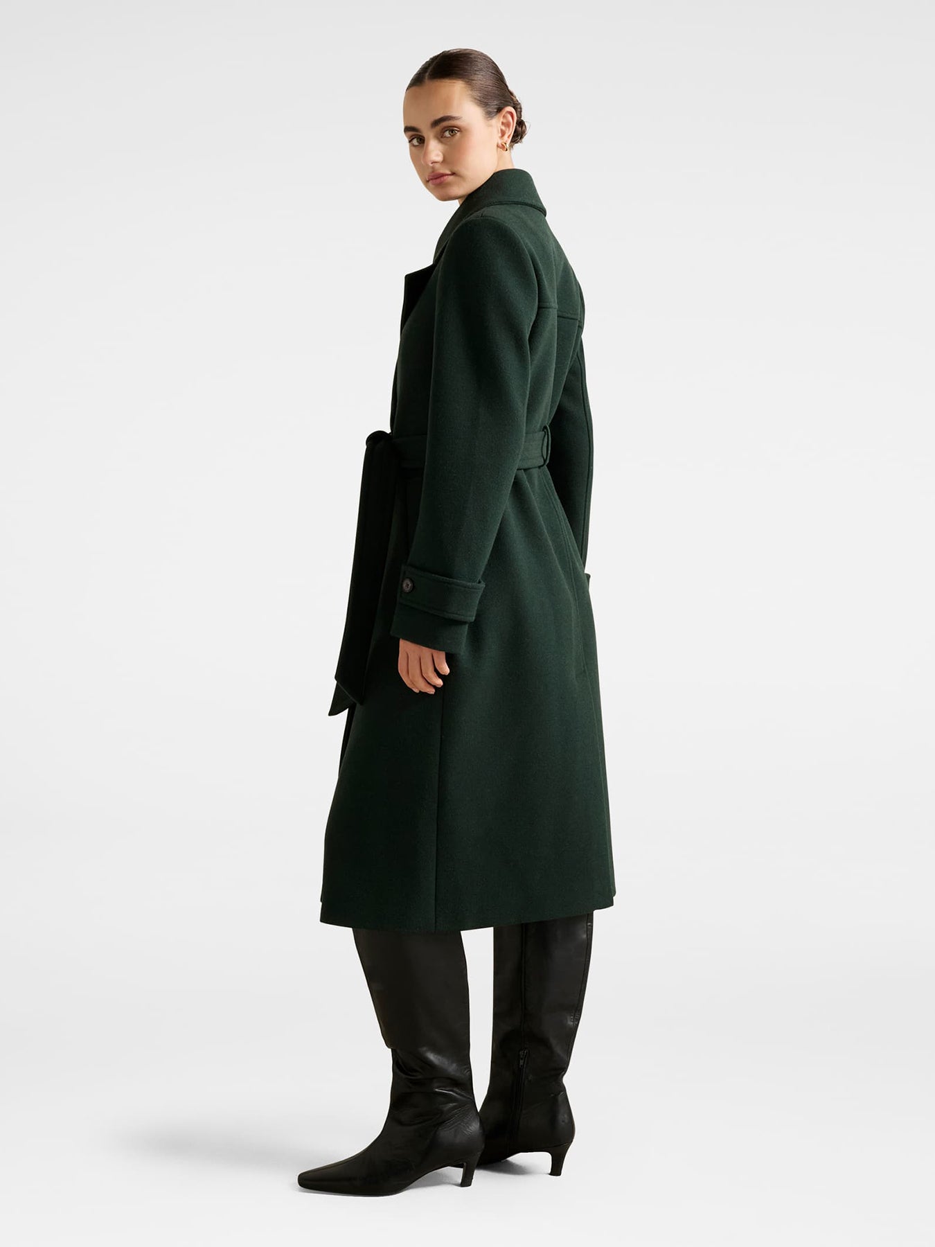 Cara Double Breasted Wrap Coat Green