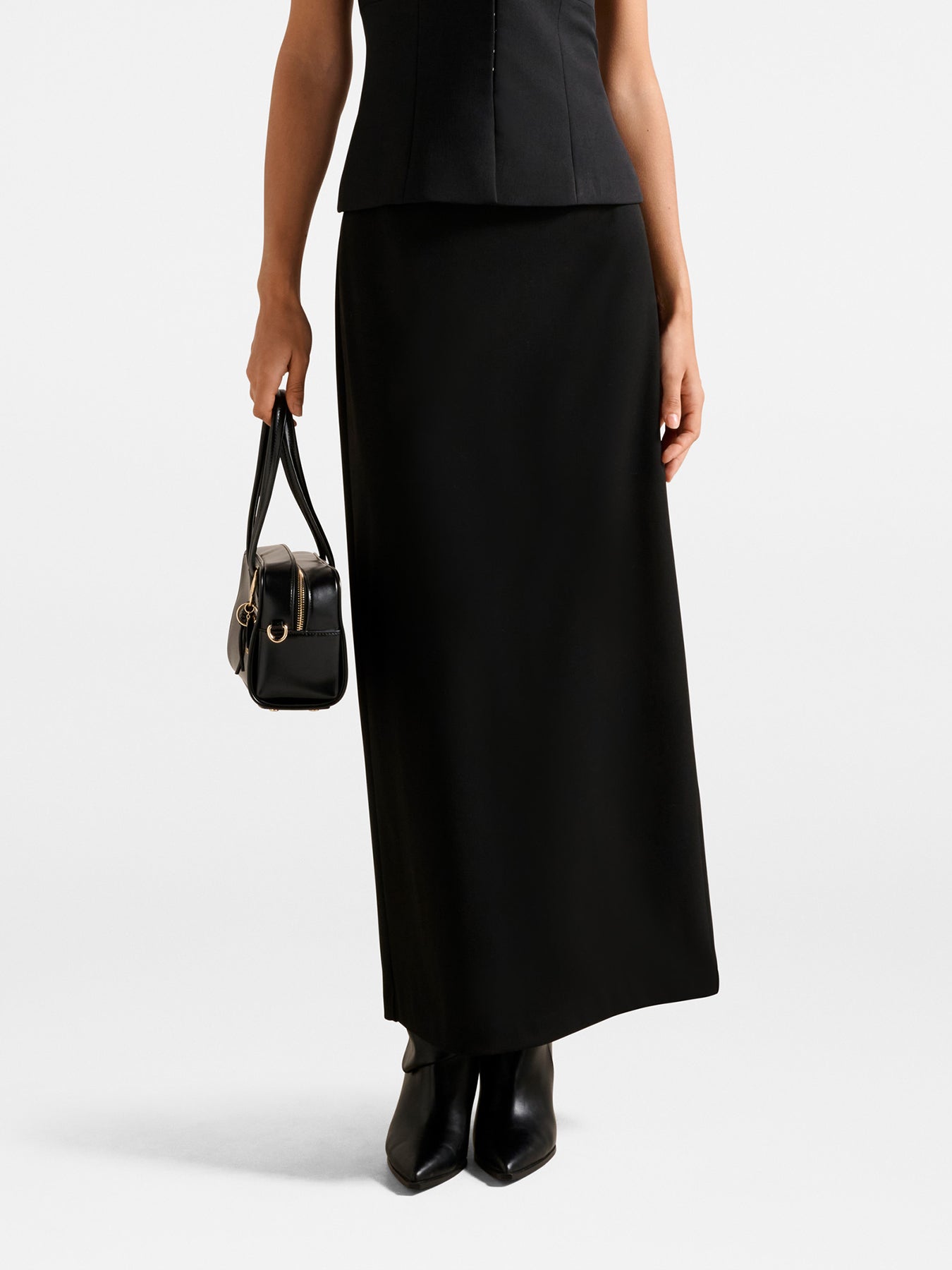 Drew Low Waist Column Skirt Black
