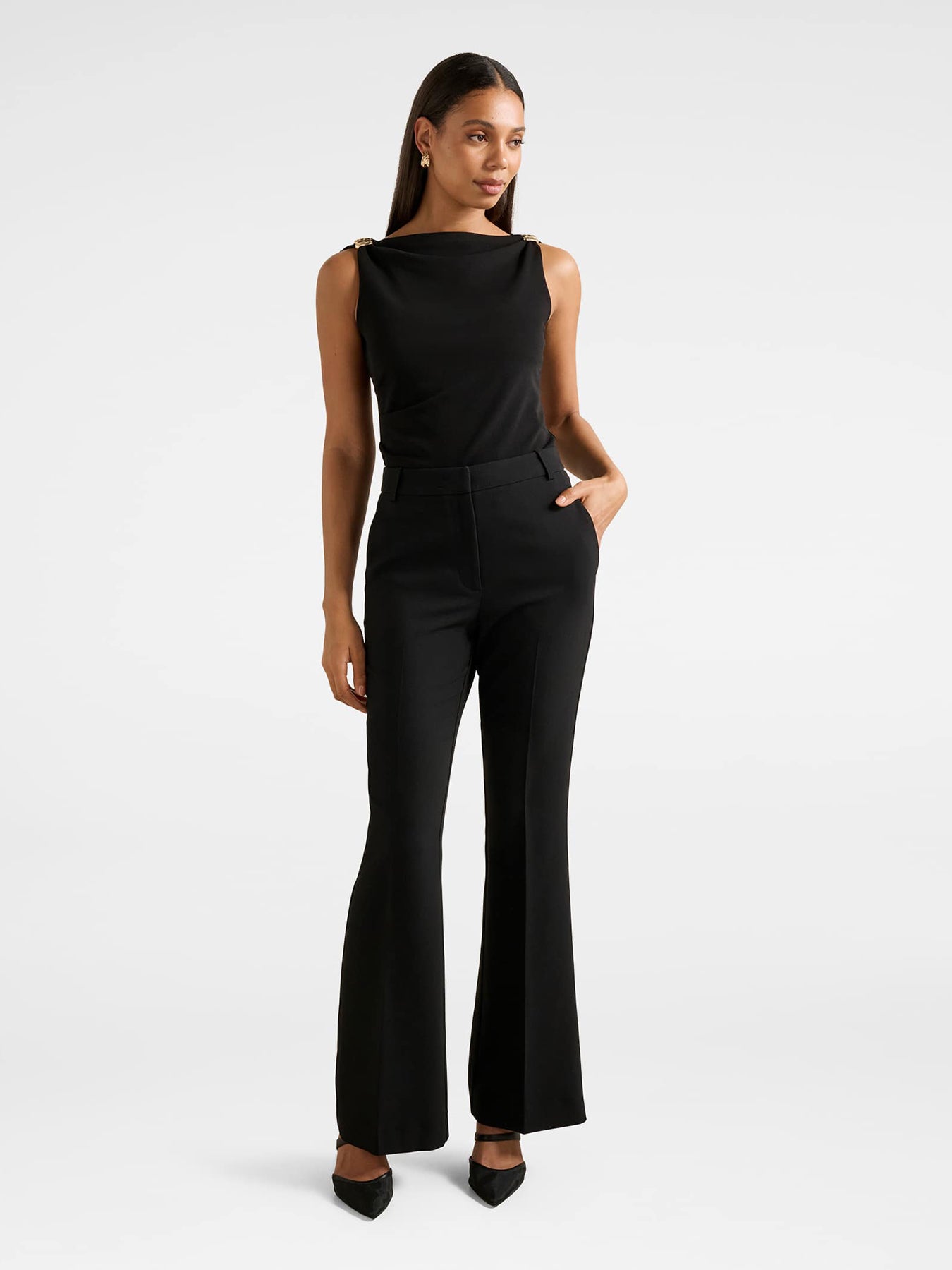 Cleo Hardware Detail Cowl Neck Top