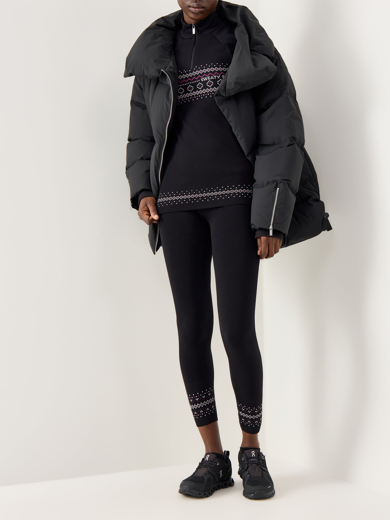 Fairisle Novelty Half Zip Base Layer Black