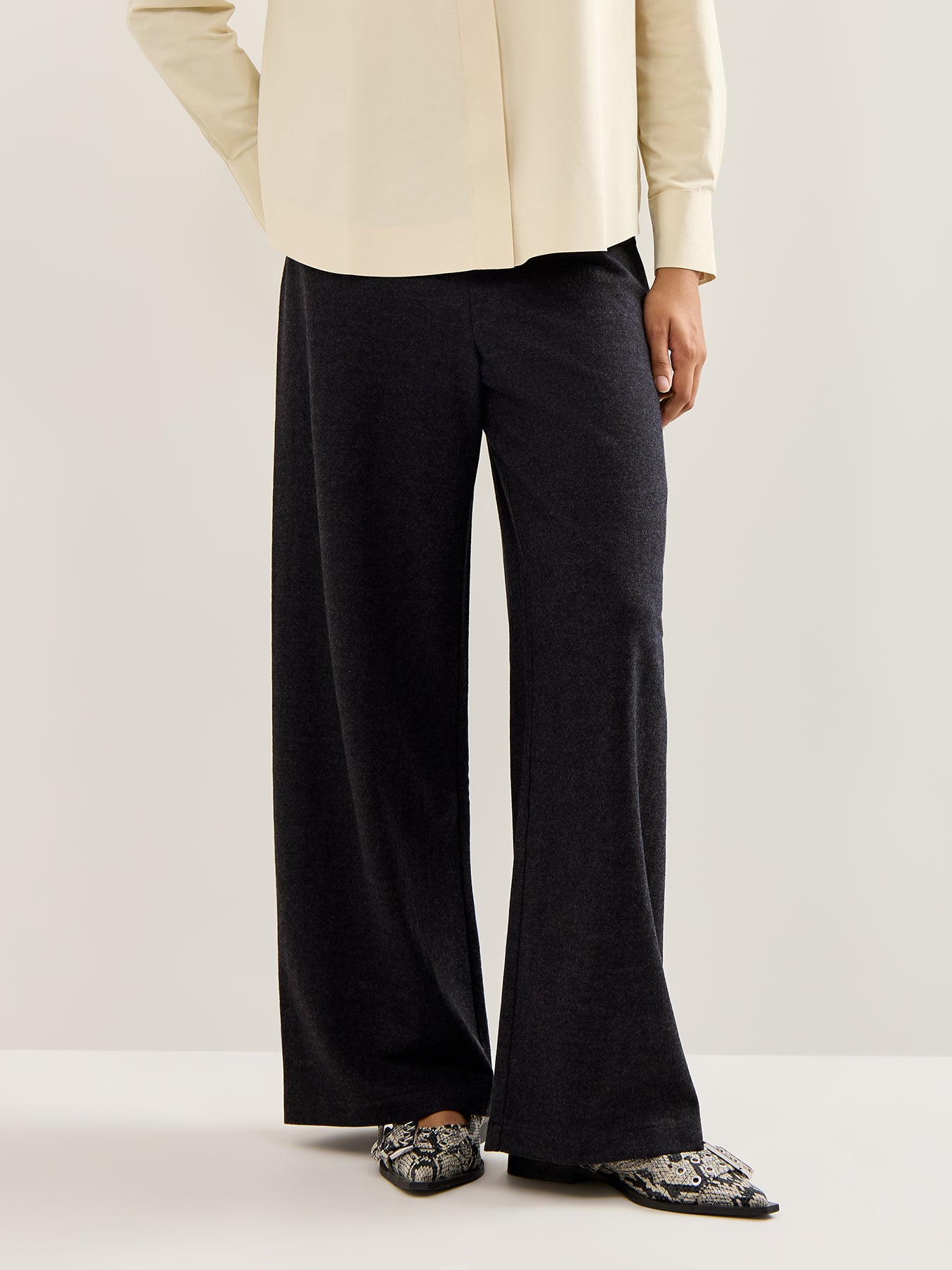 Full Length Wide Pants Charcoal