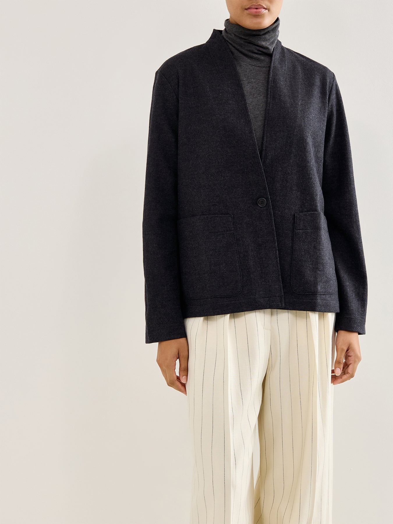 High Collar Jacket Charcoal