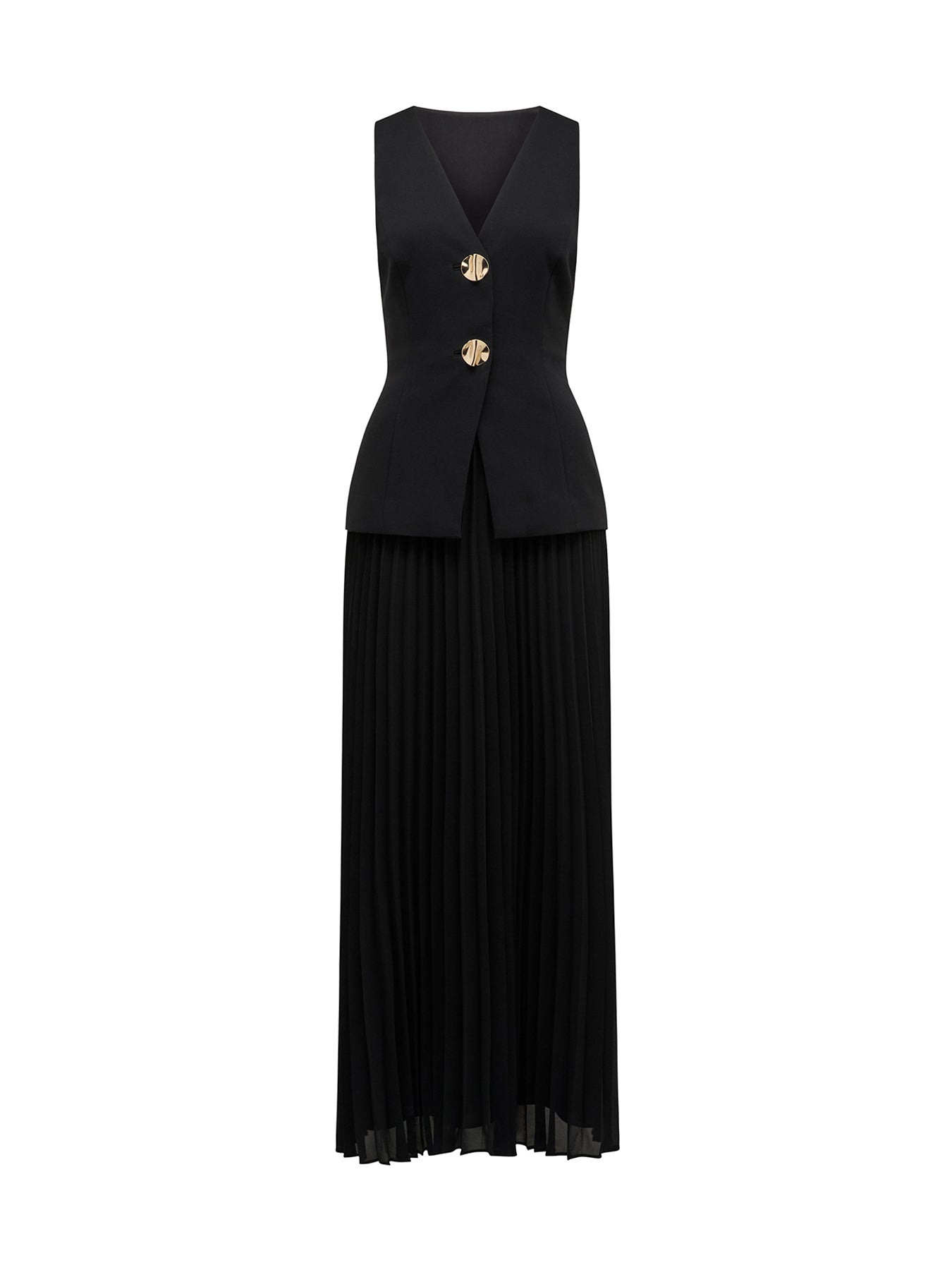 Larissa Pleated Maxi Dress Black