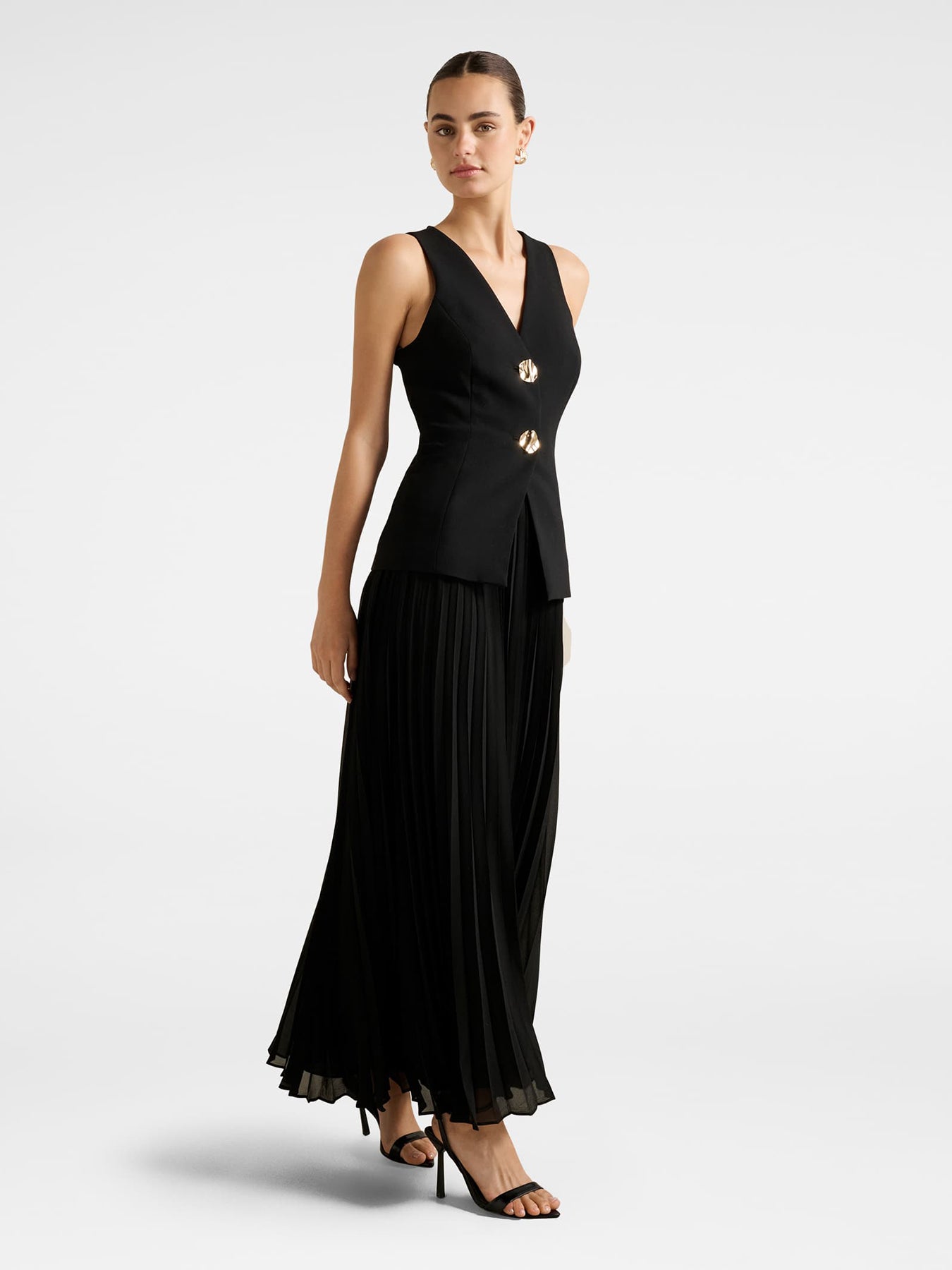 Larissa Pleated Maxi Dress Black