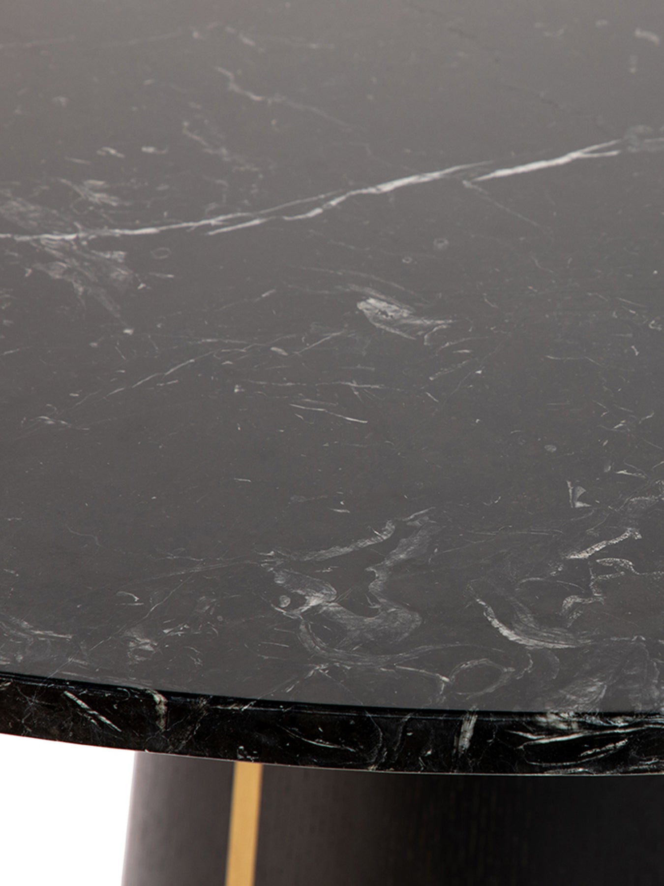 Black marble totem pedestal dining table