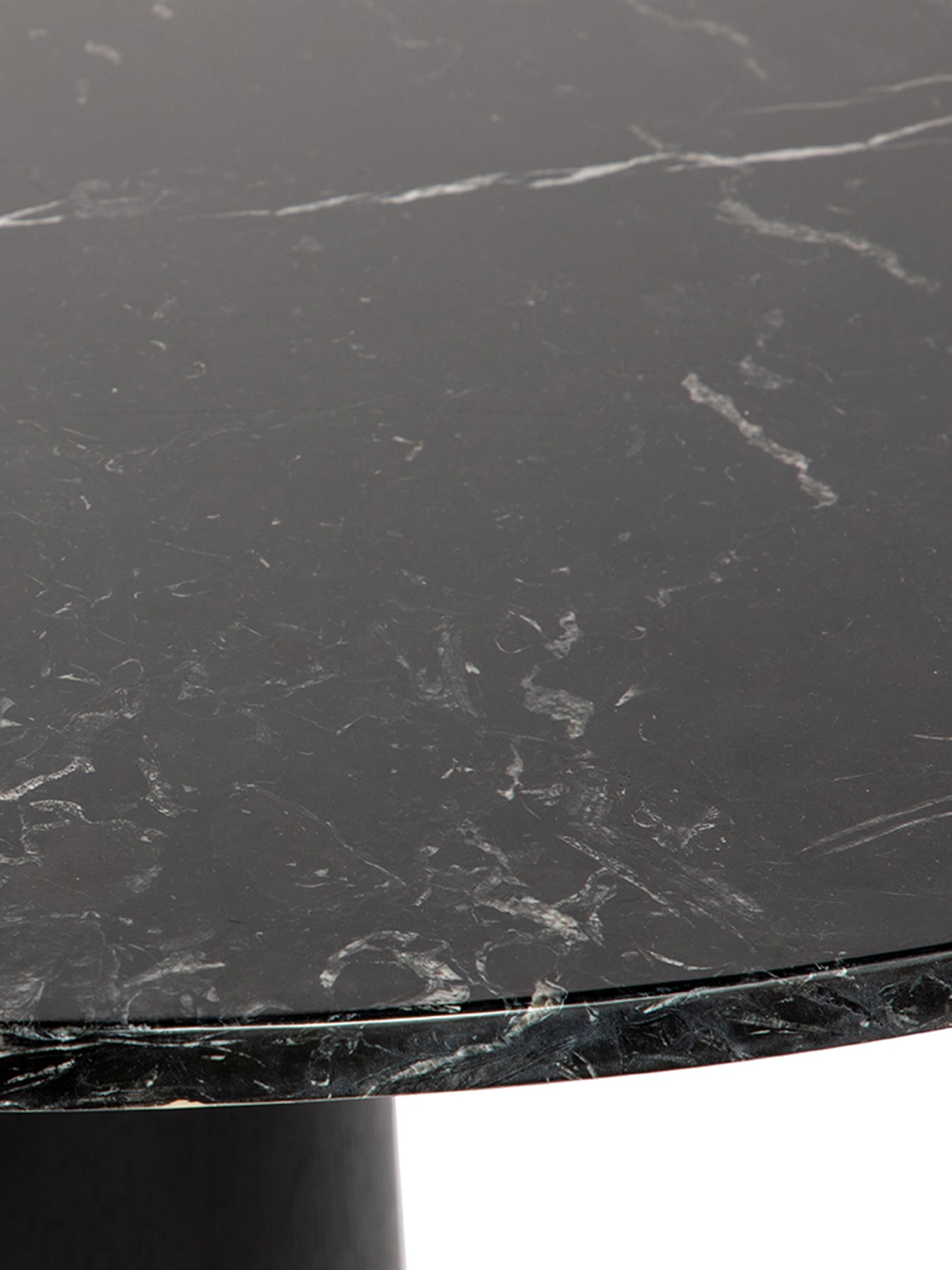 Black marble totem pedestal dining table