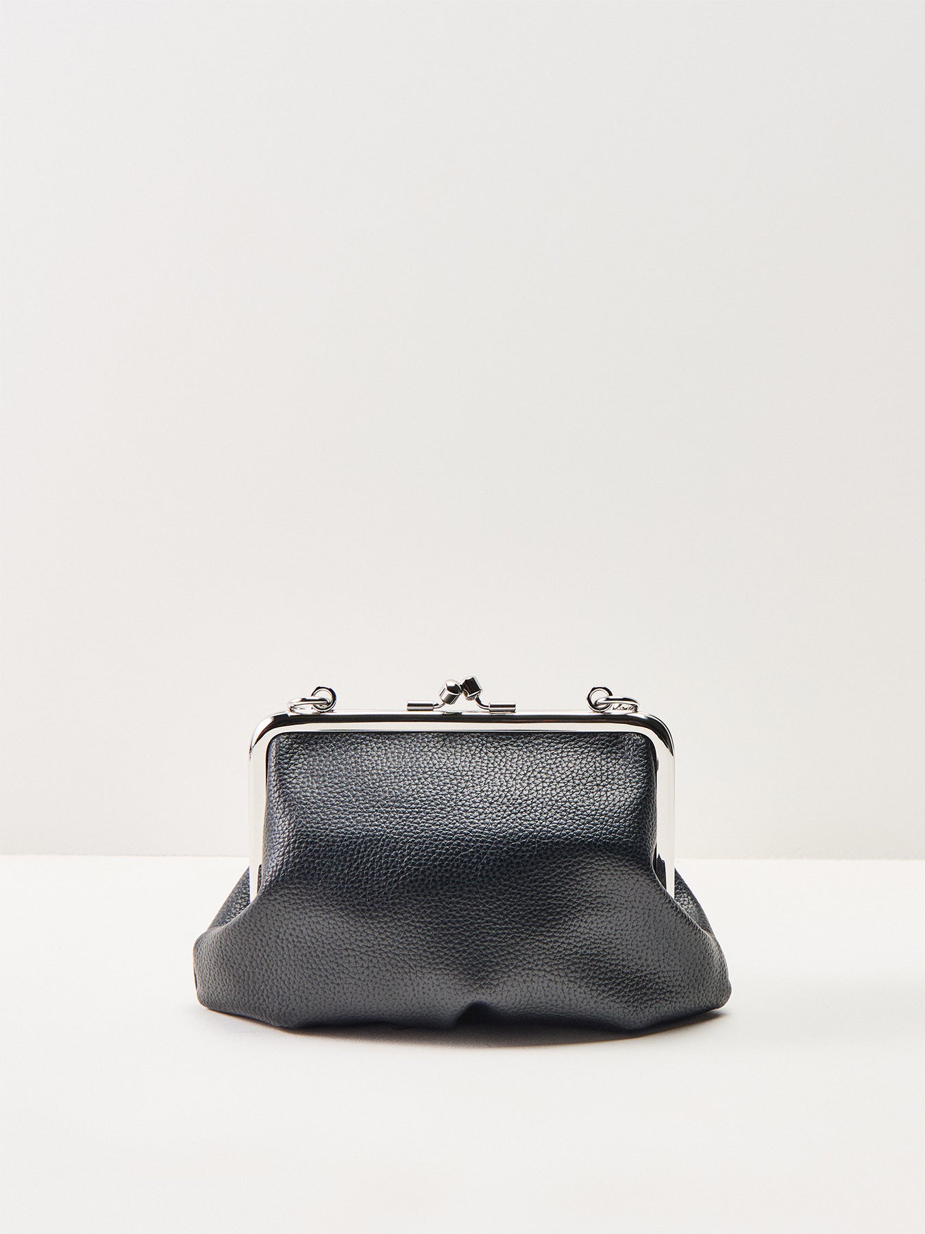 Granny Frame Vegan Leather Top Handle Bag Black