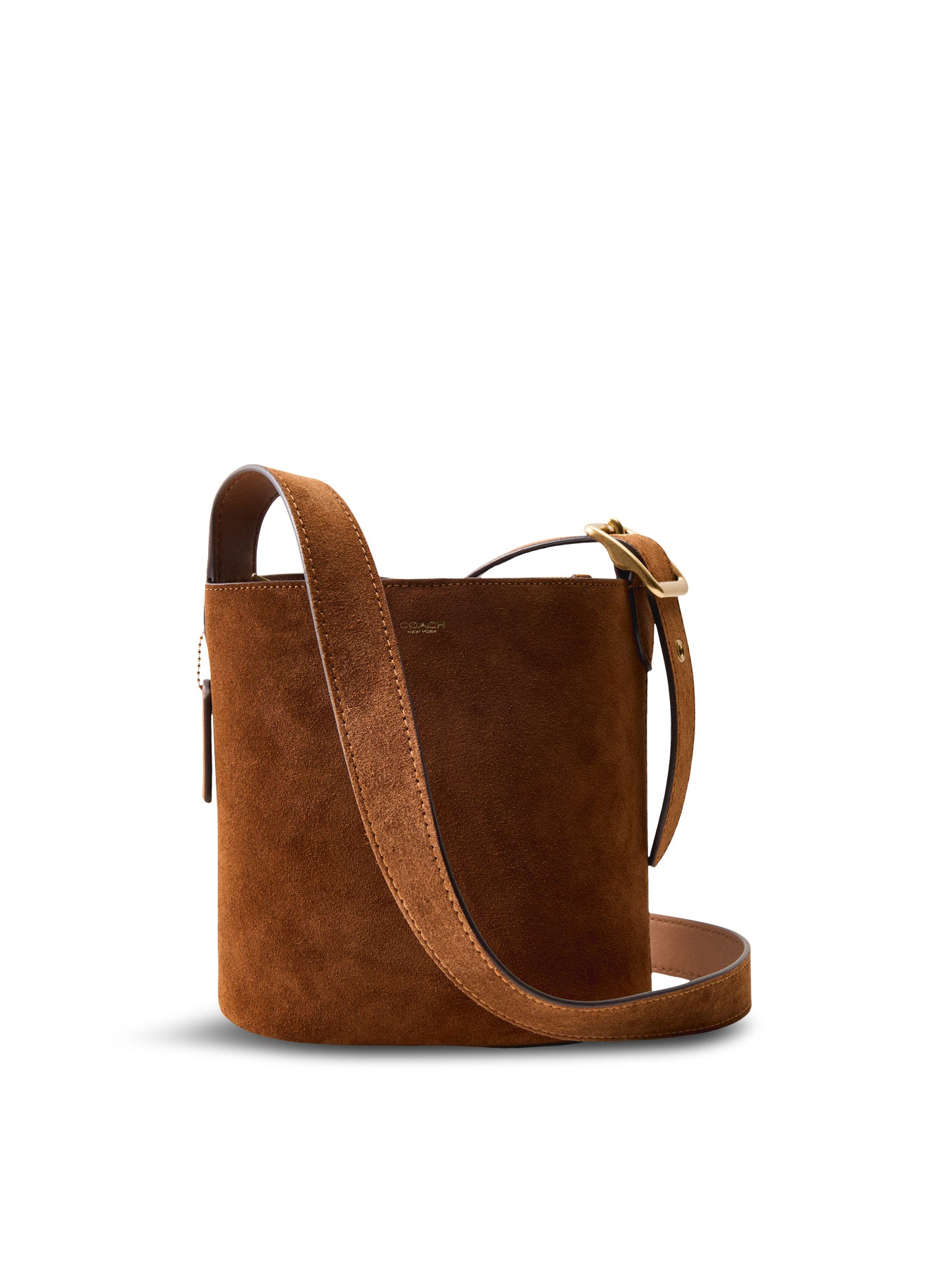 Suede Bleecker Bucket Bag 21 Brown