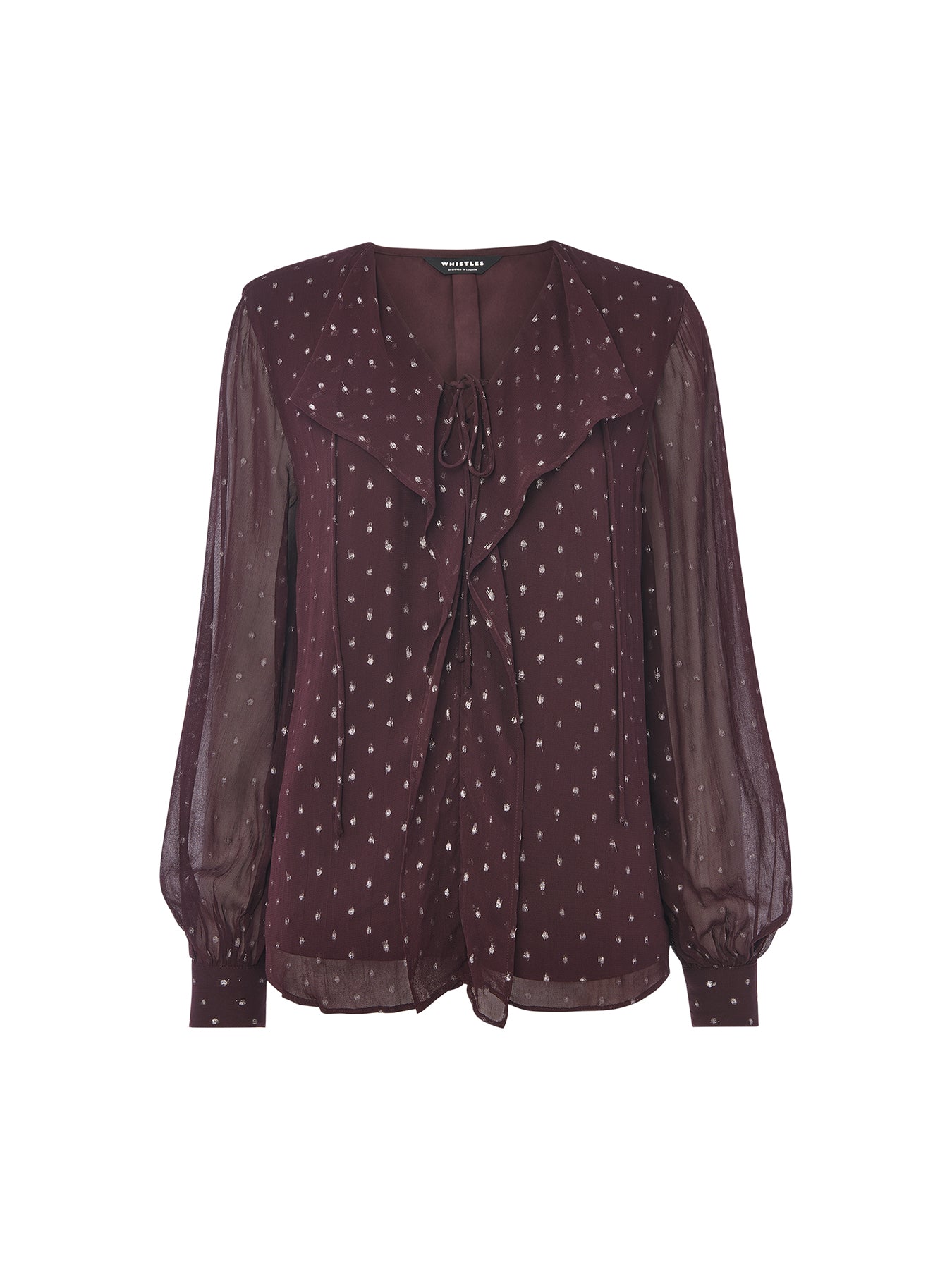 Metallic Dobby Frill Blouse Silver