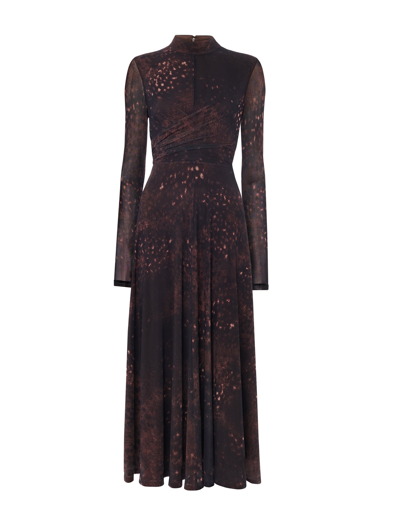 Spotted Animal Mesh Dress Brown