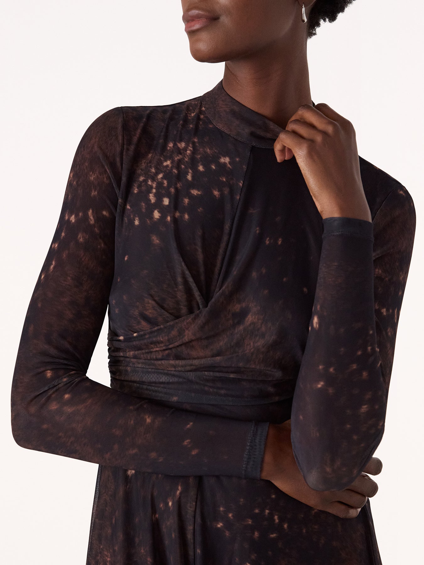 Spotted Animal Mesh Dress Brown