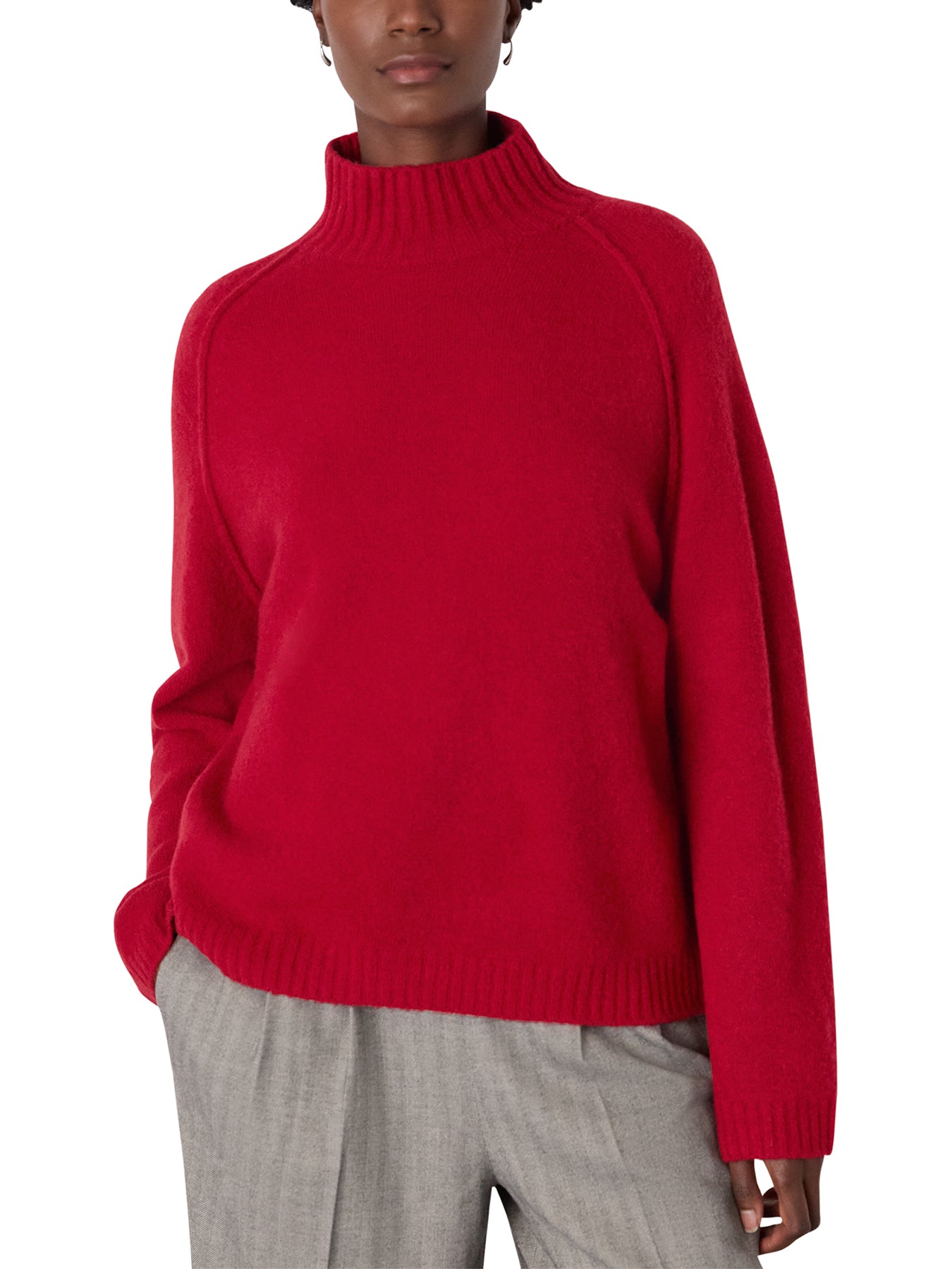 Wool Mix Split Funnel Knit Charcoal