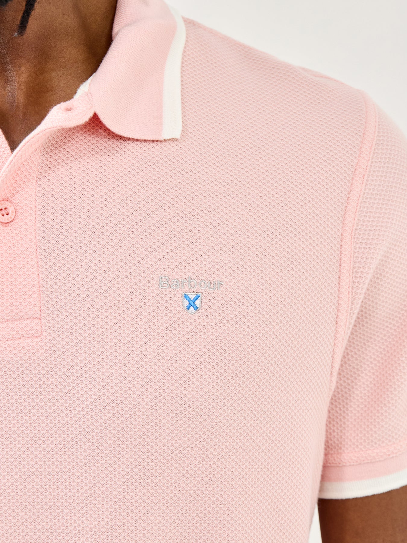 Barbour Ferriby Tailored Polo Shirt Silver Pink