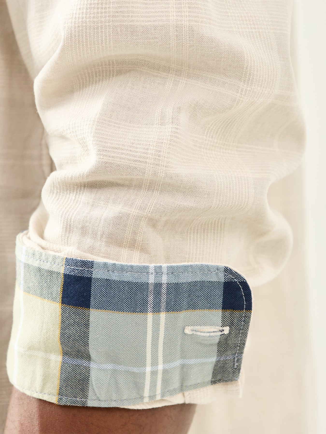 Ingswell Textured Tartan Relaxed Shirt Cream