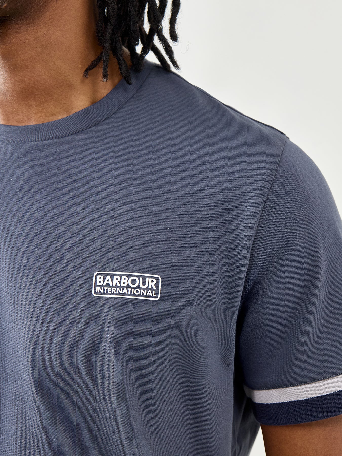 Barbour International Evan Tipped Cotton T-Shirt Grey