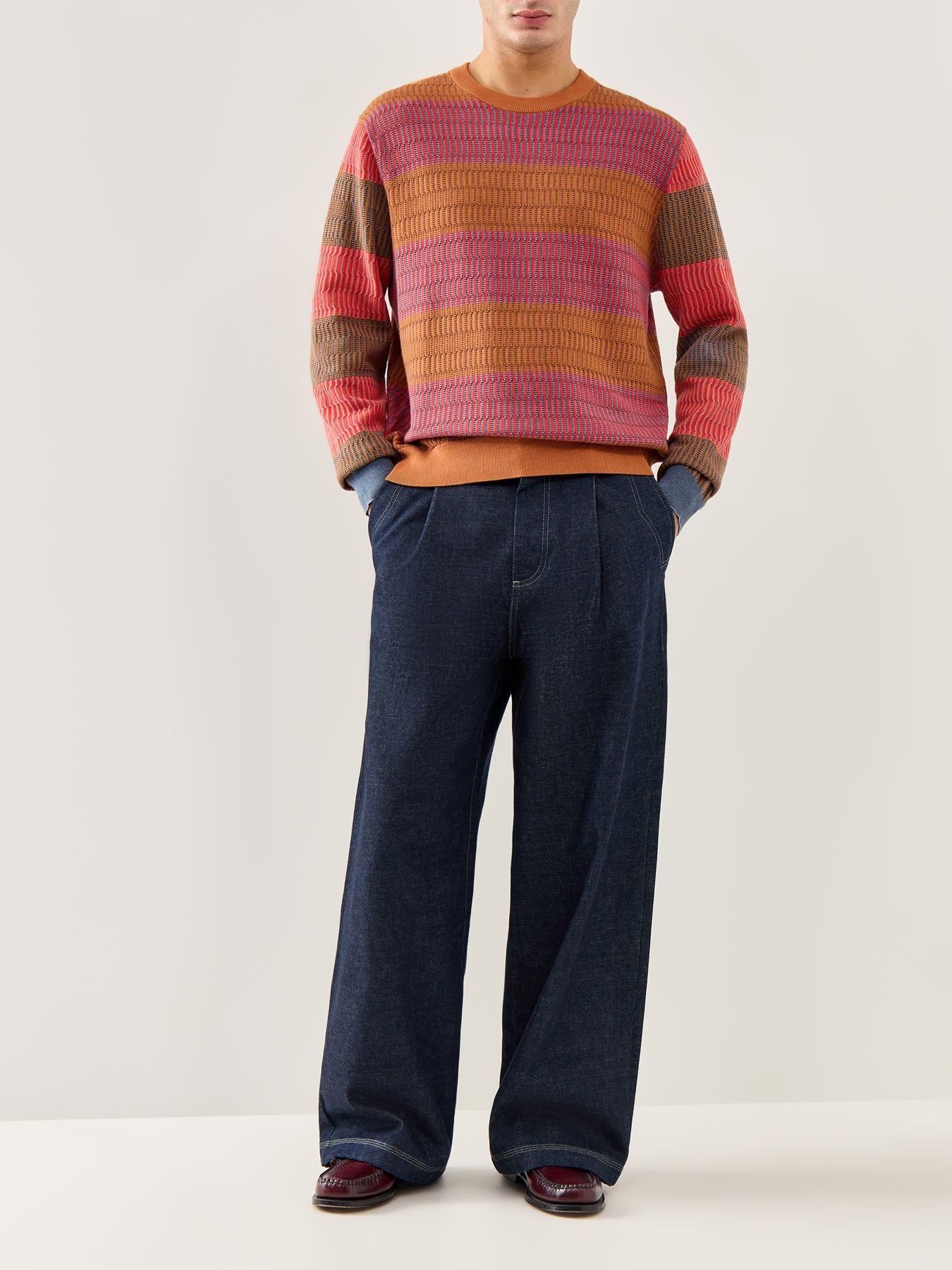 Texture Stripe Knit Orange
