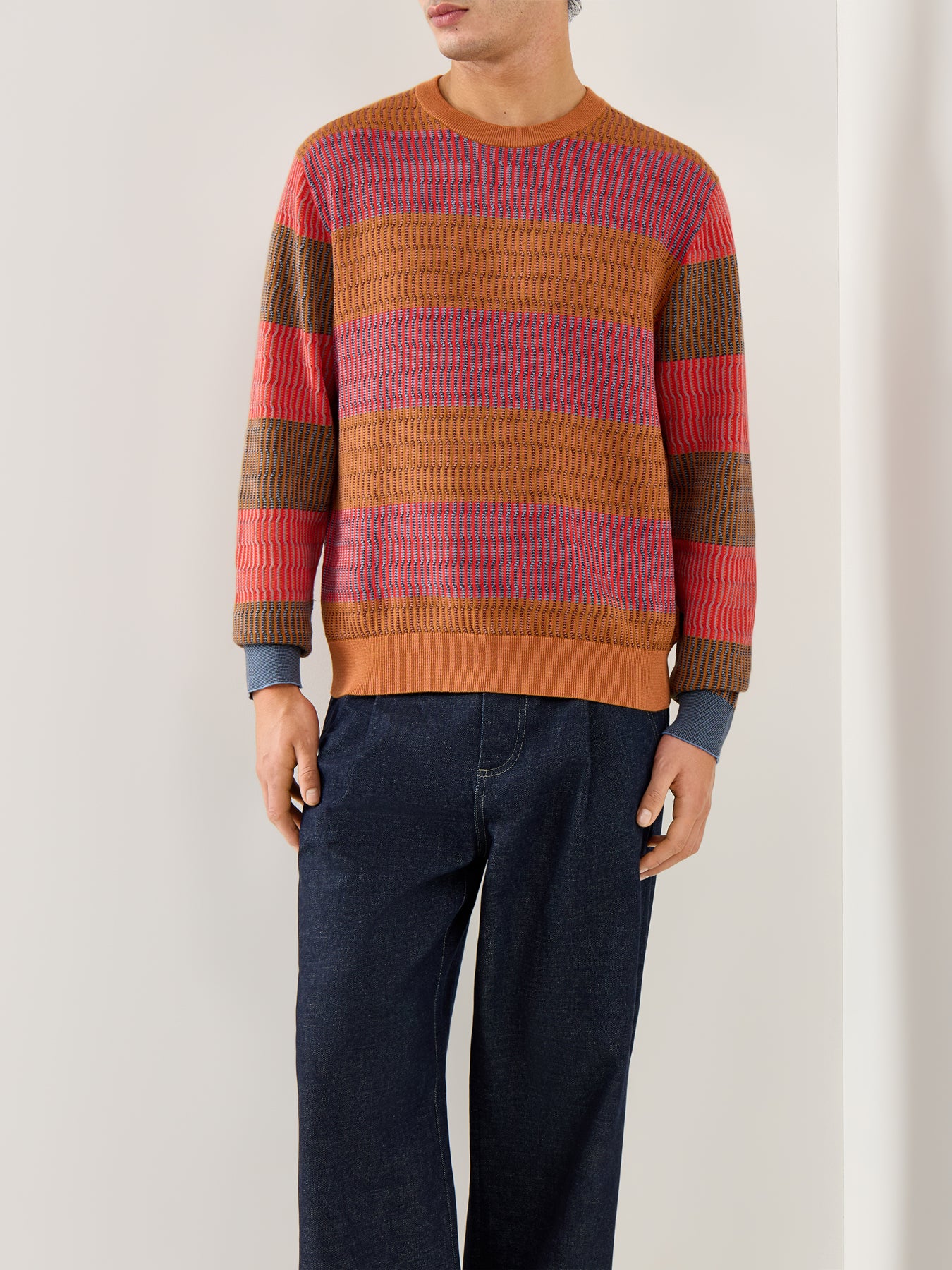 Texture Stripe Knit Orange