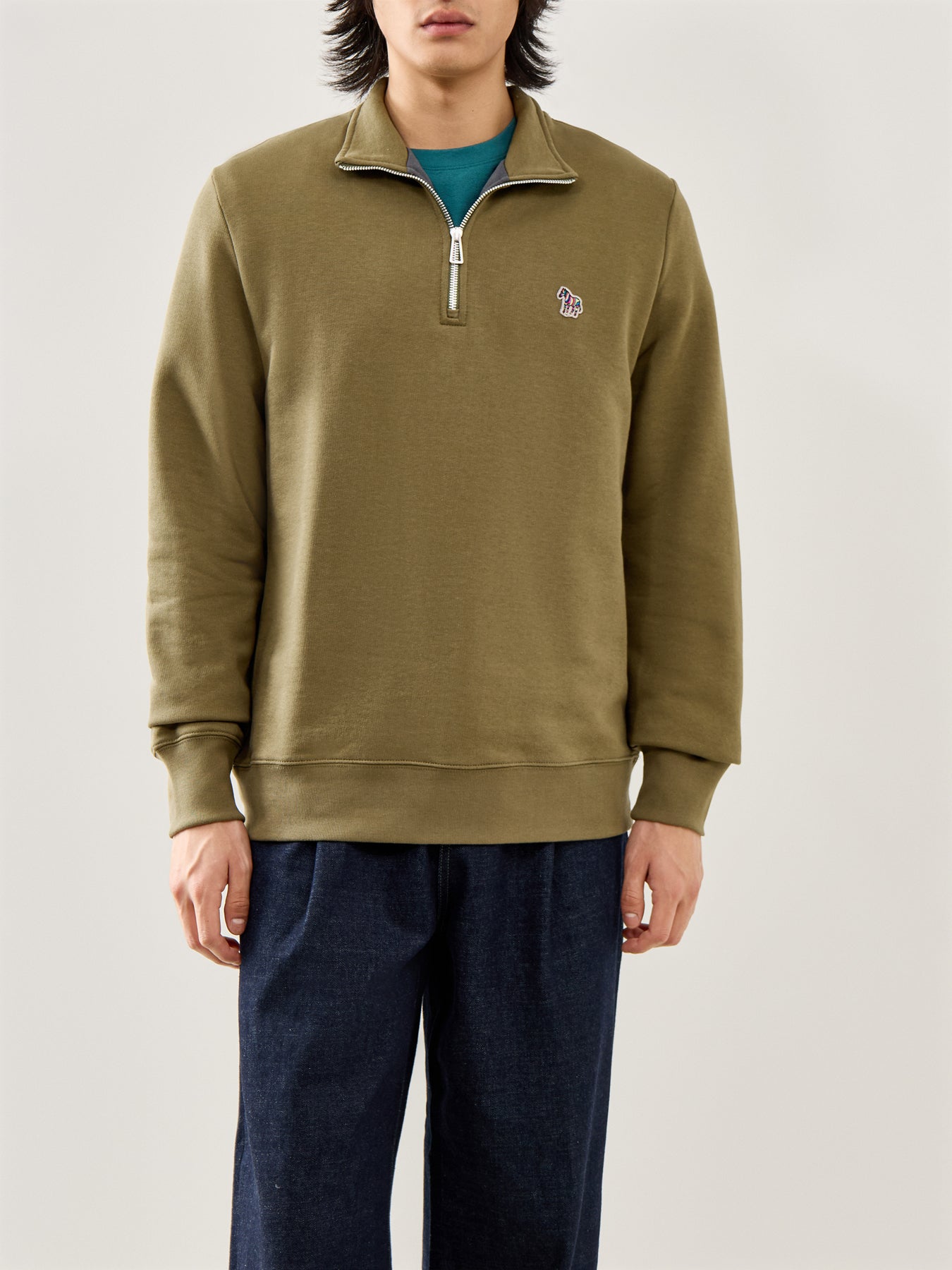 Zebra Half Zip Sweat Green