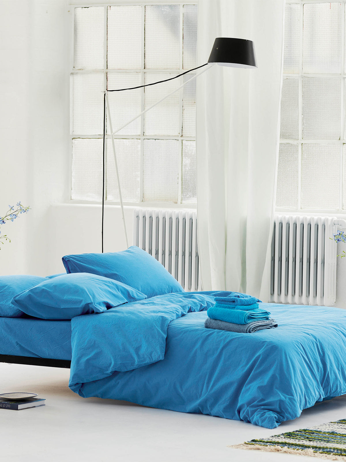 Loweswater Organic Cotton Percale Duvet Cover Set - Cobalt Blue