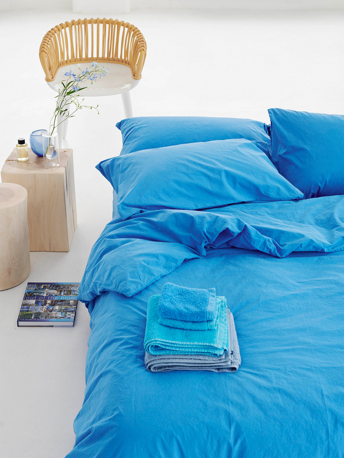 Loweswater Organic Cotton Percale Duvet Cover Set - Cobalt Blue