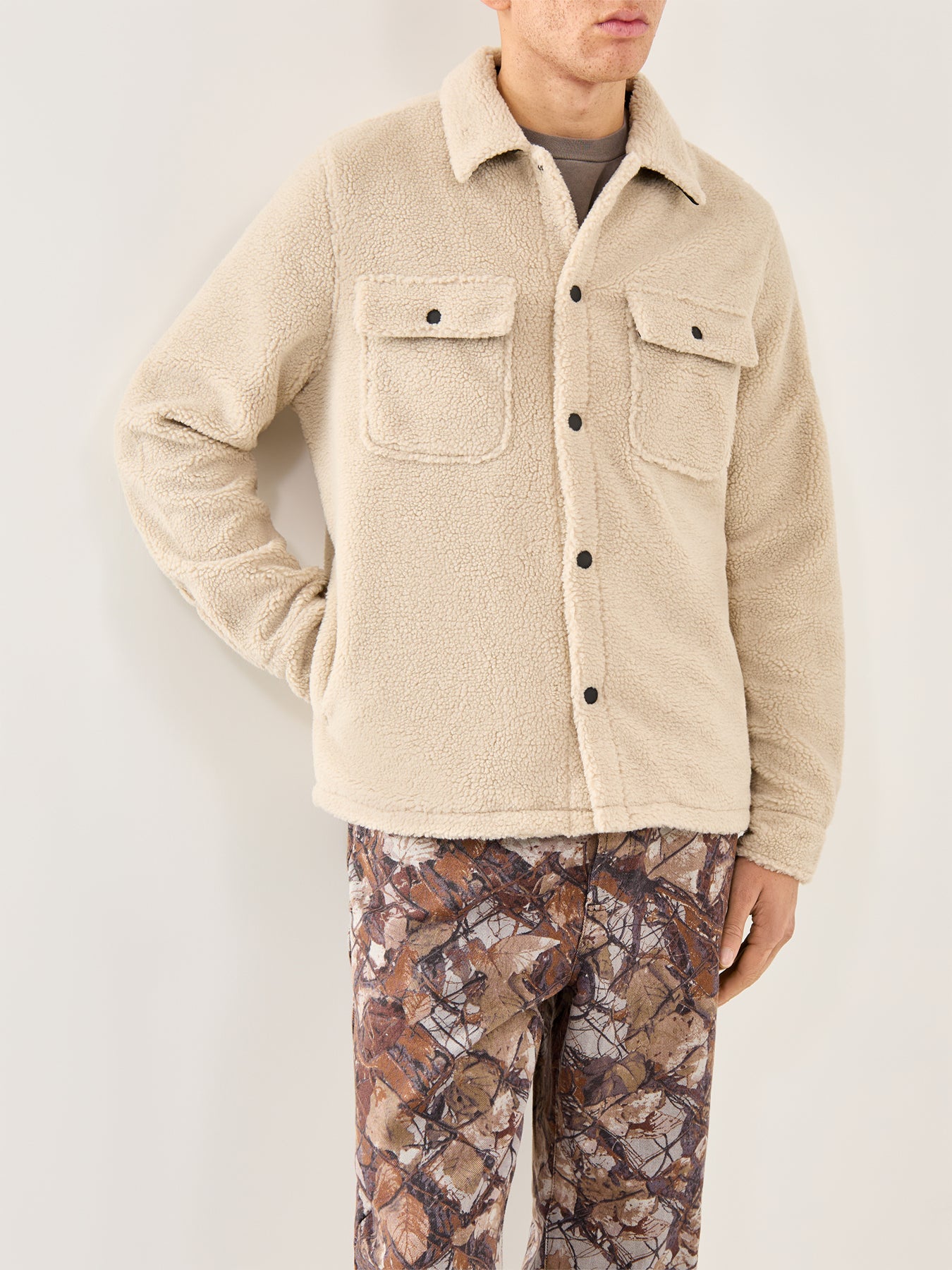 Trident Borg Fleece Overshirt Cream