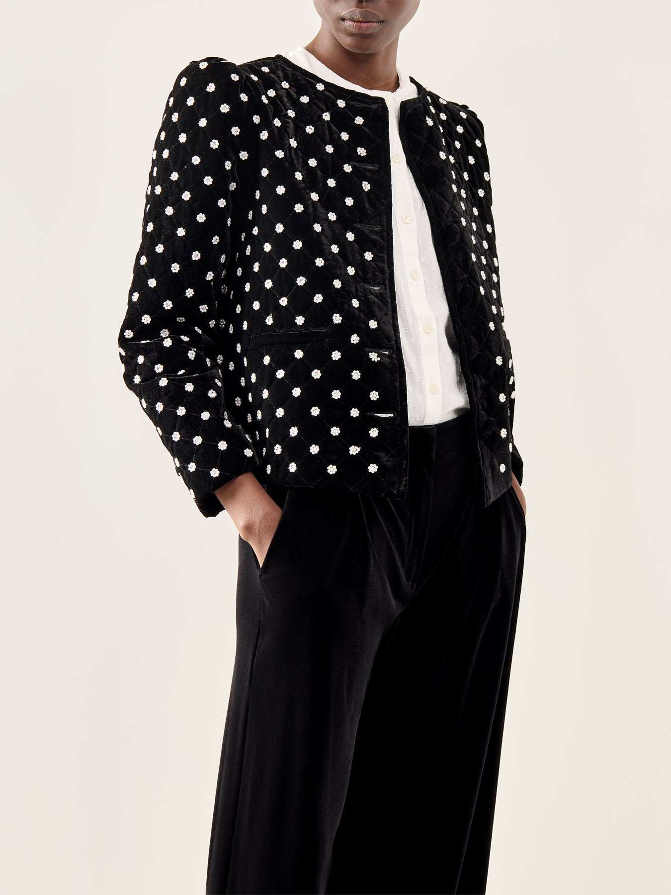 Kitty Embellished Velvet Jacket Black