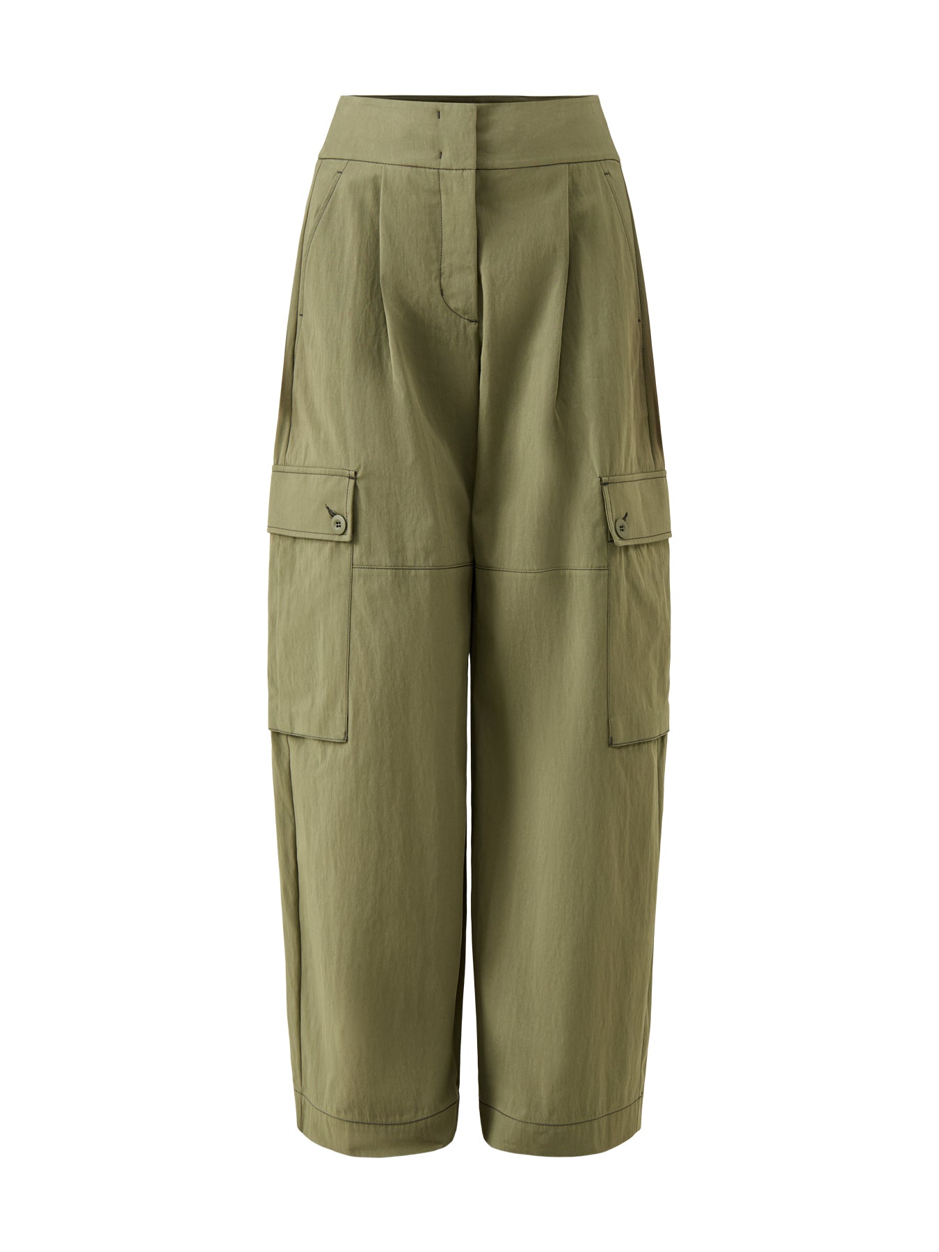 Oversized Long Wide Leg Tailored Trousers Dark Green