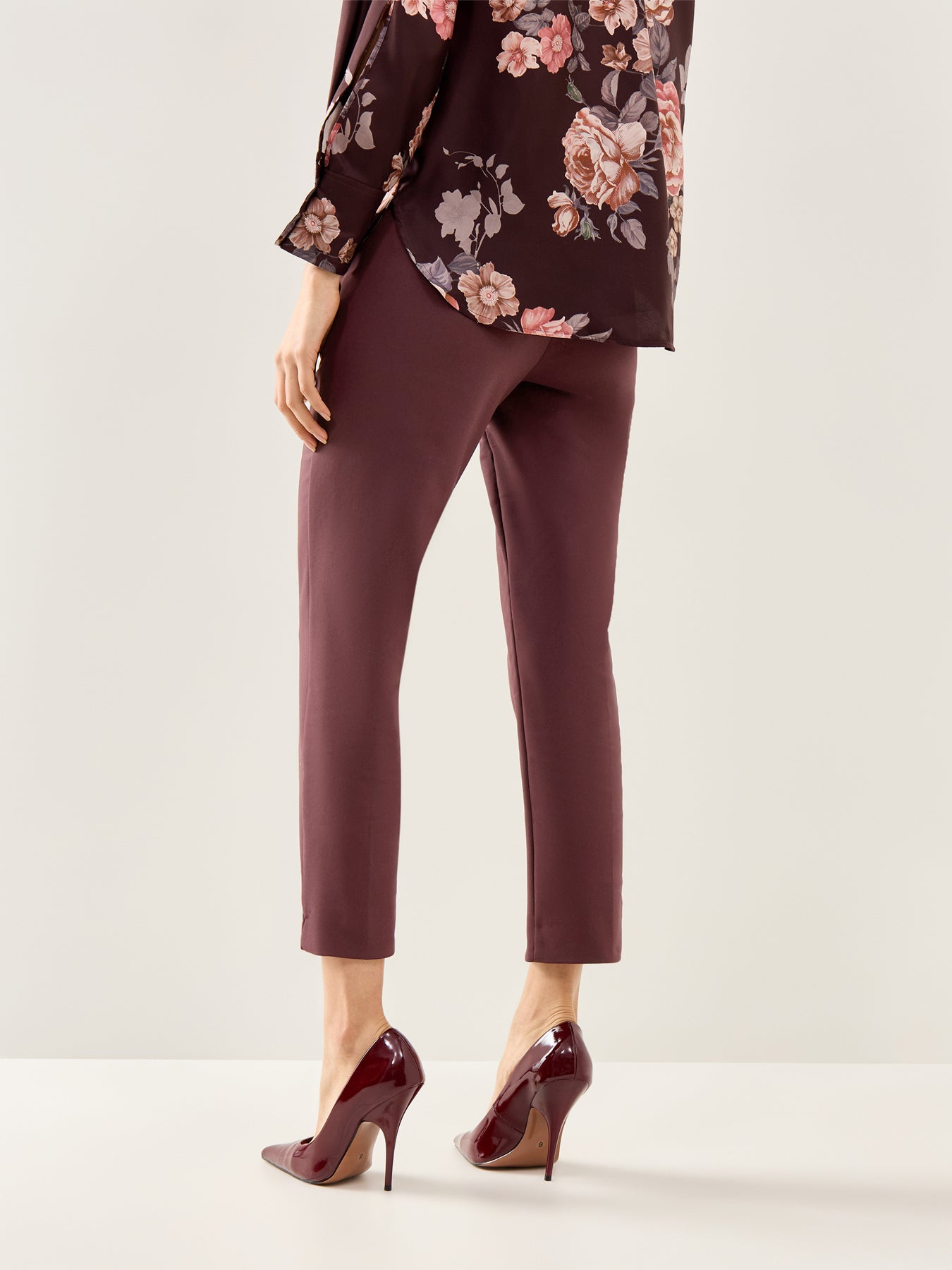 Tailored High Waist Wide Leg Trousers Bordeaux