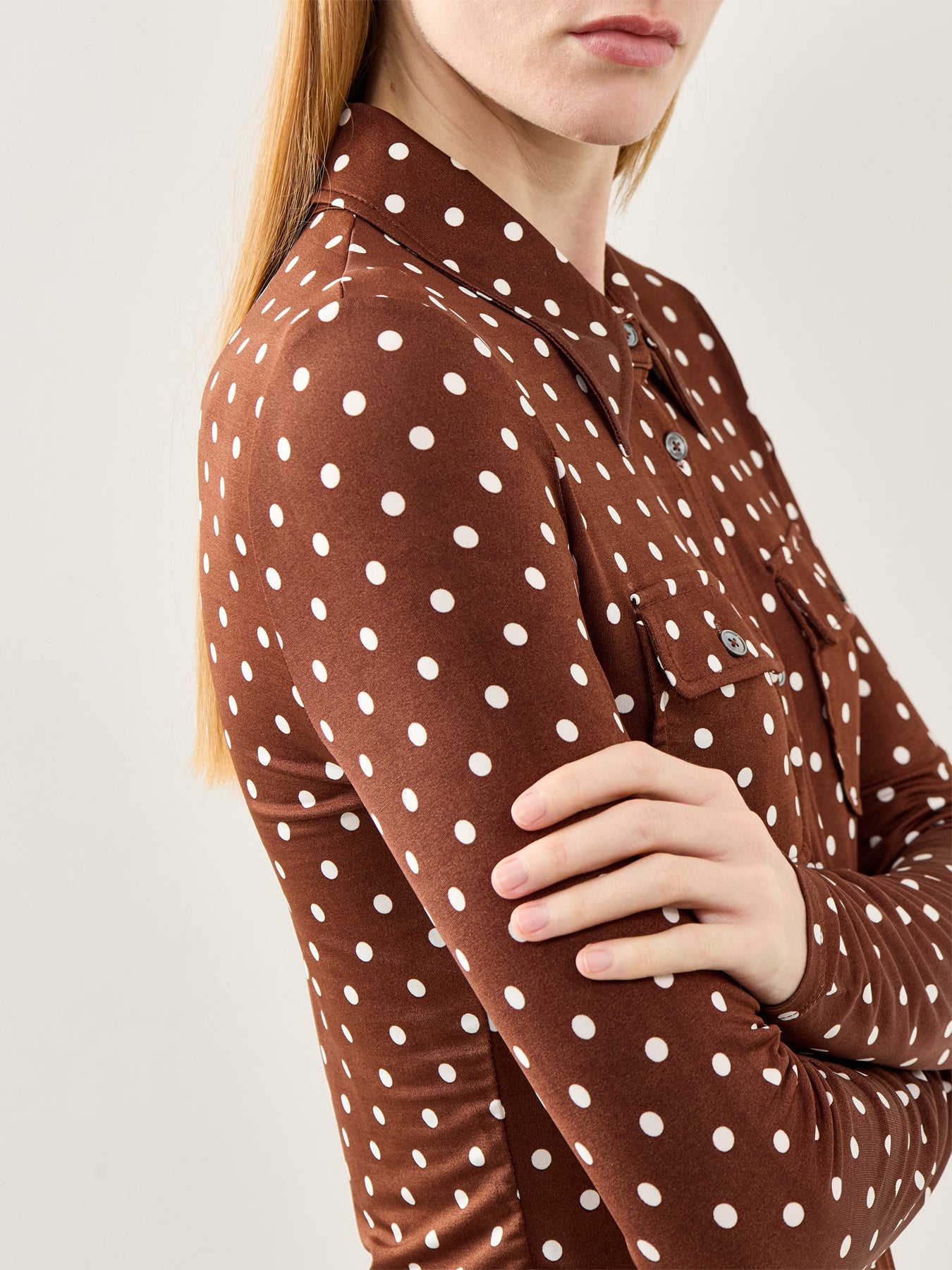 MLS Vinci Button-Neck Sweater Brown
