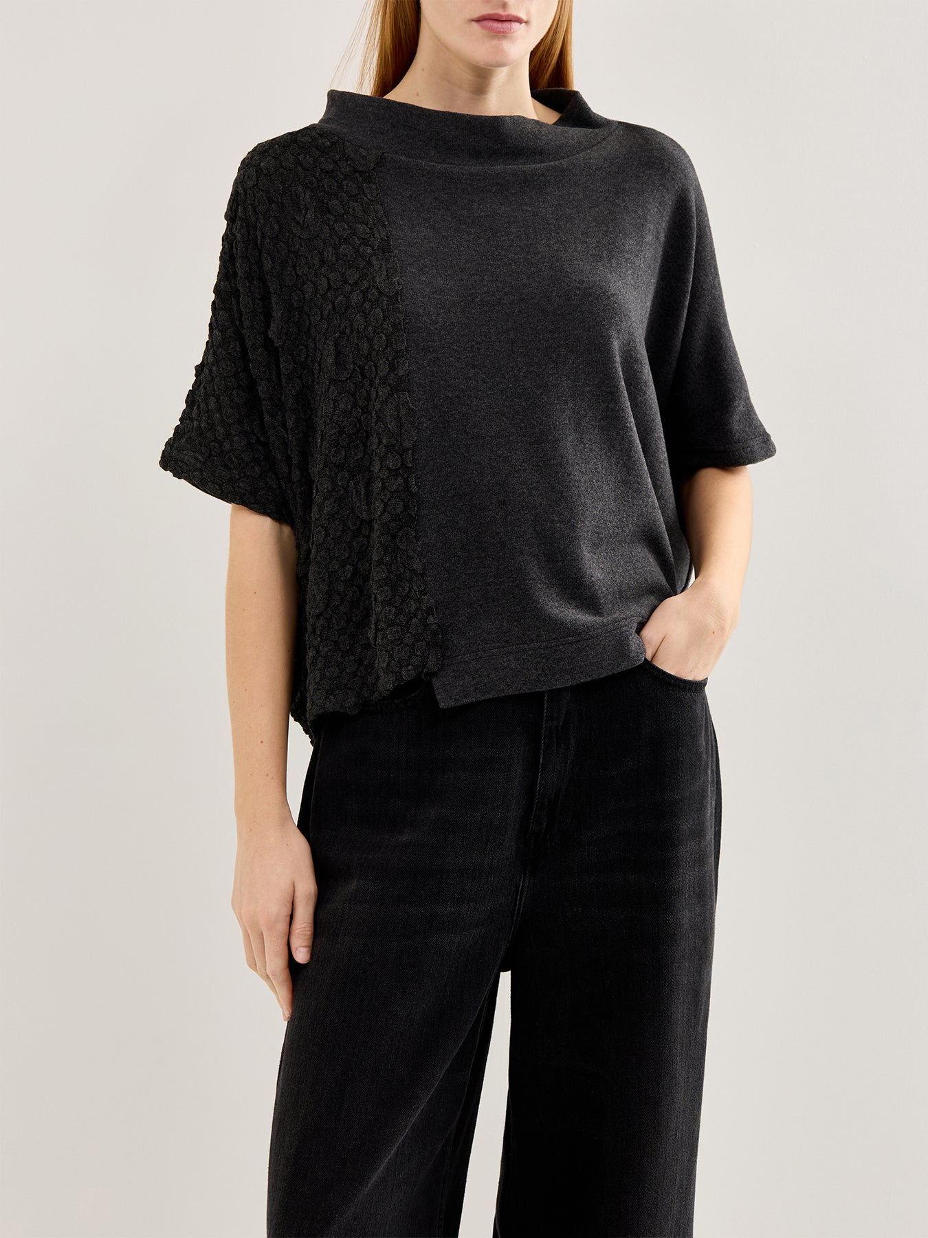Textured Knit Jumper Charcoal