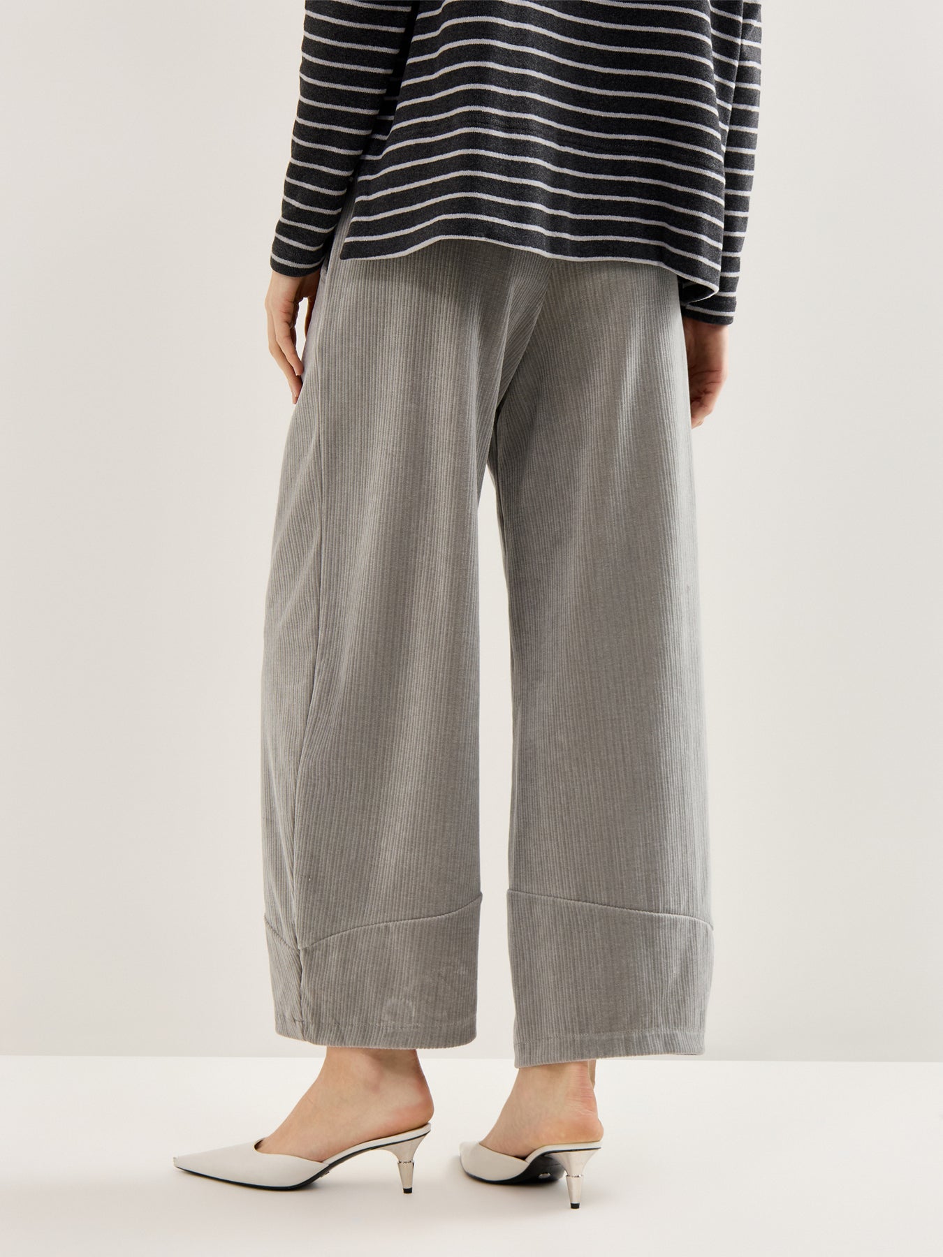 Jumbo Cord Wide Leg Trousers Light Grey