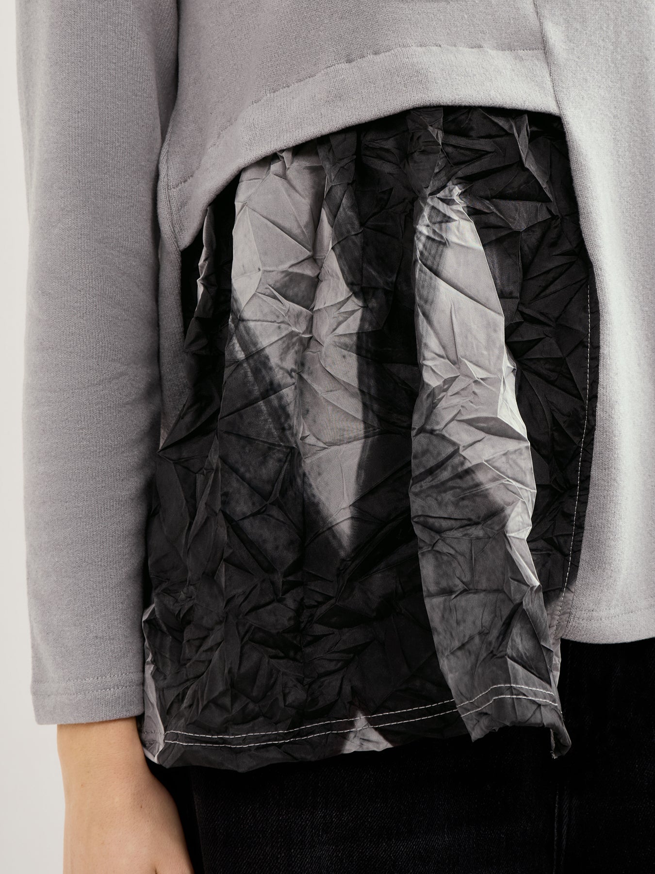 Textured Boat Neck Knit Top Grey