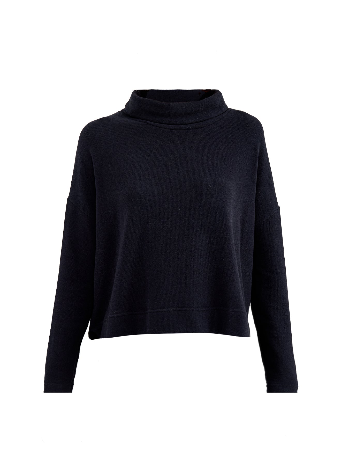 Roll Neck Asymmetric Hem Knit Navy