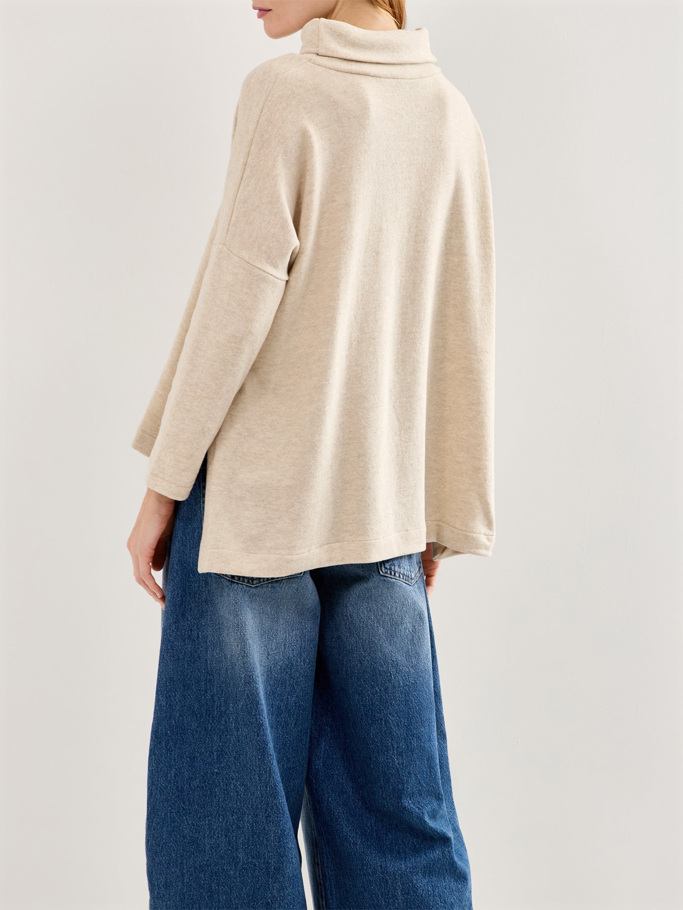 Roll Neck Knit Jumper Cream