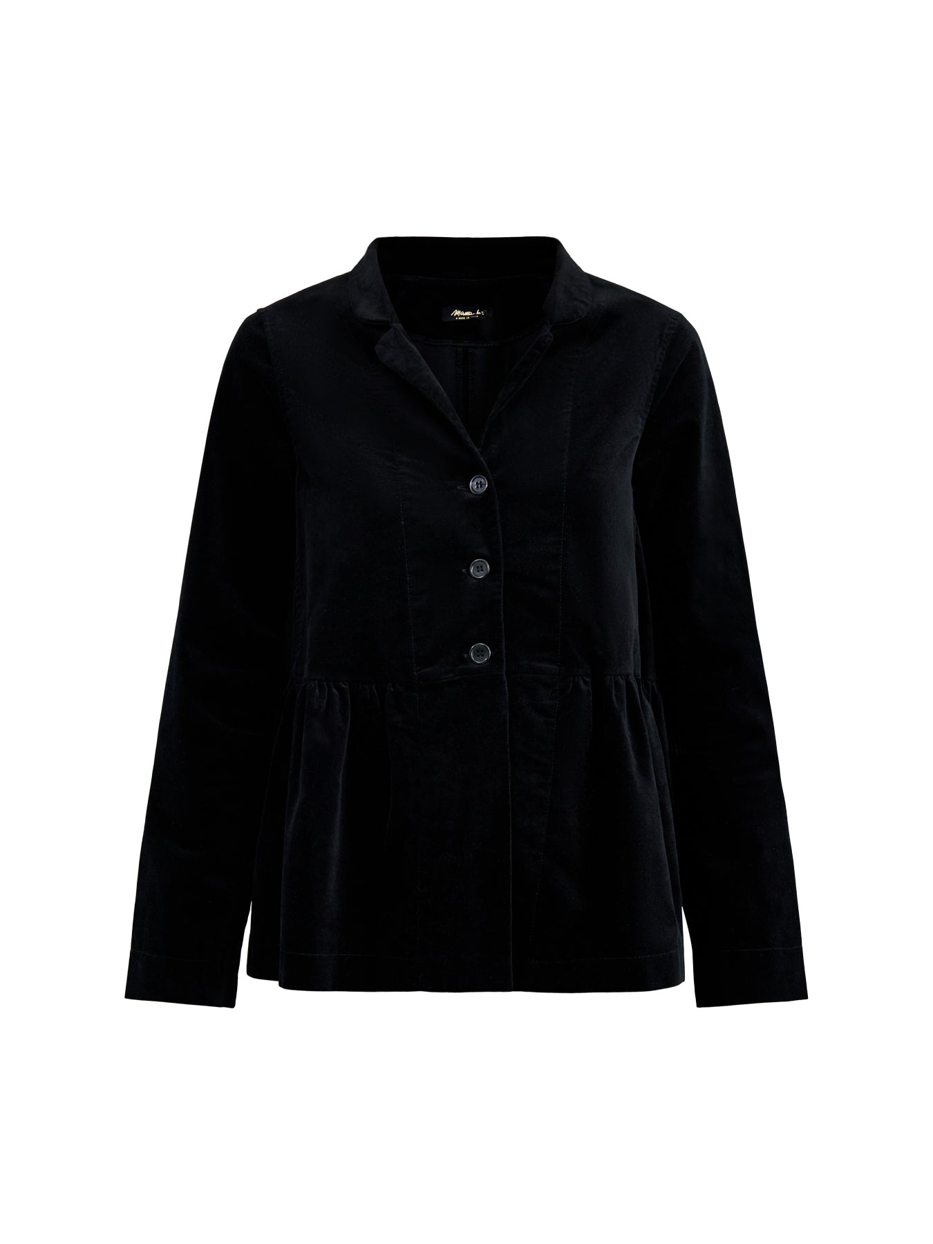 Velvet Peplum Blazer Black