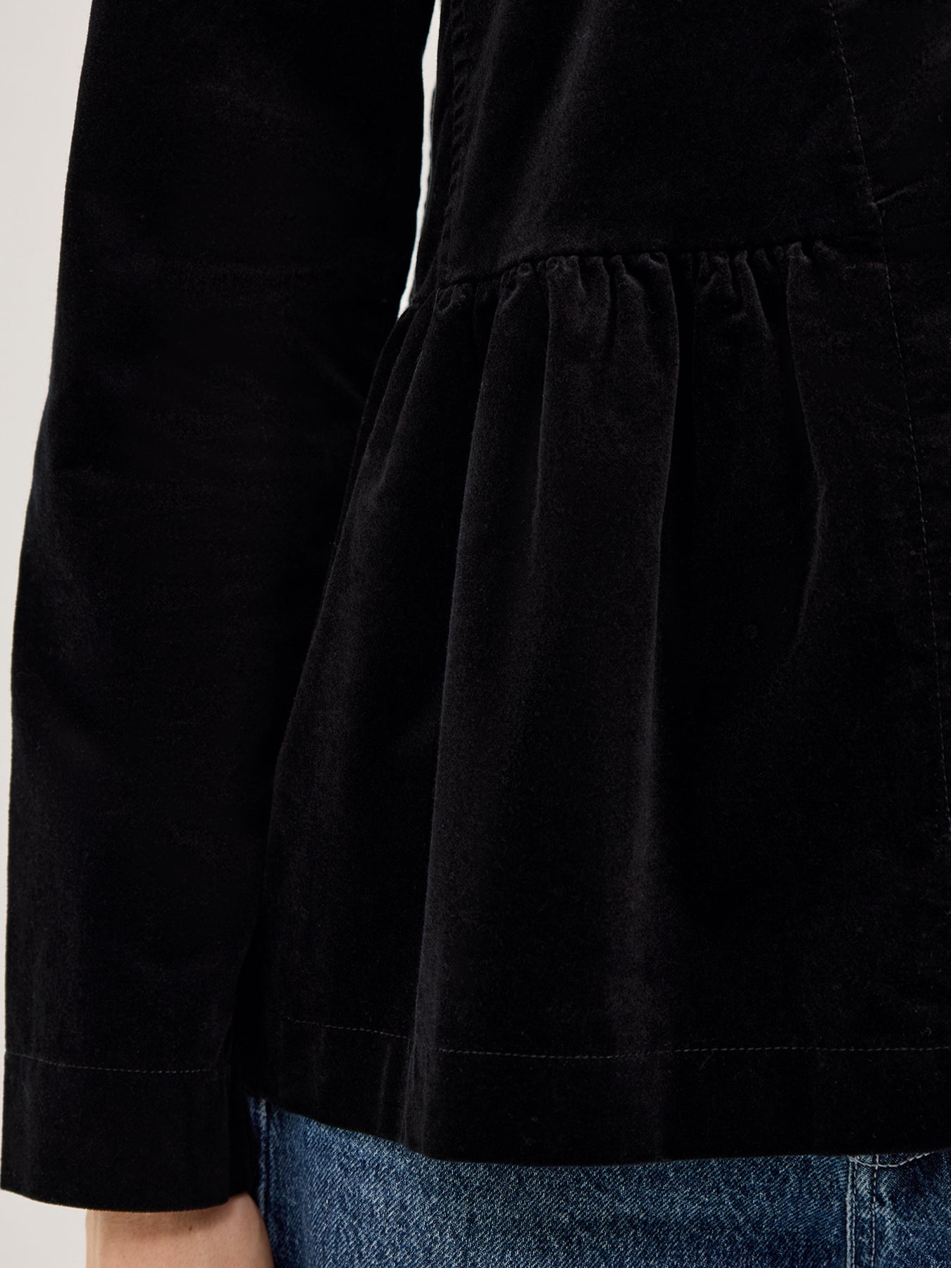 Velvet Peplum Blazer Black