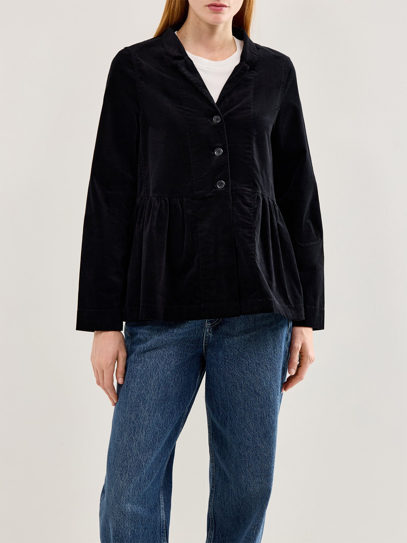 Velvet Peplum Blazer Black