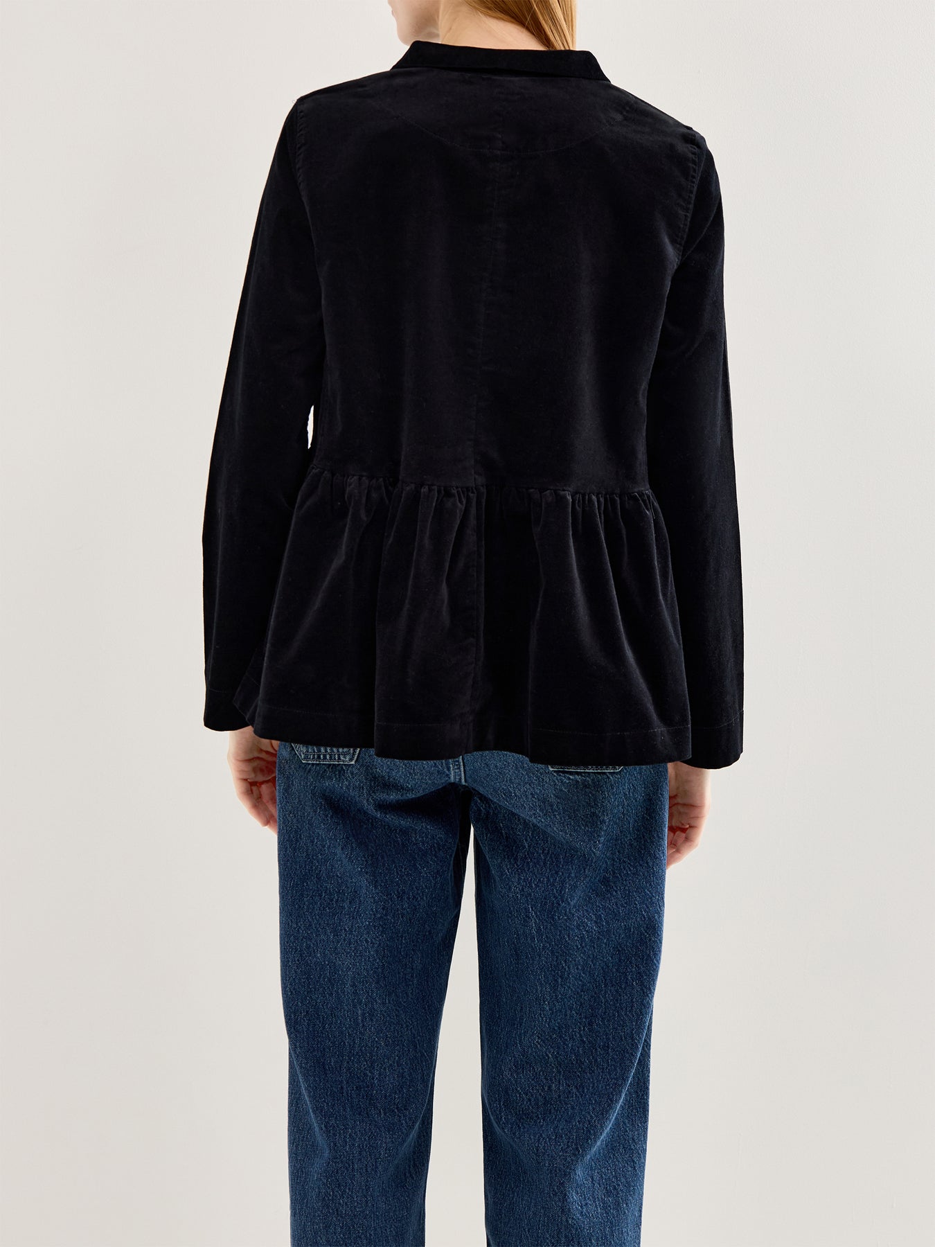 Velvet Peplum Blazer Black