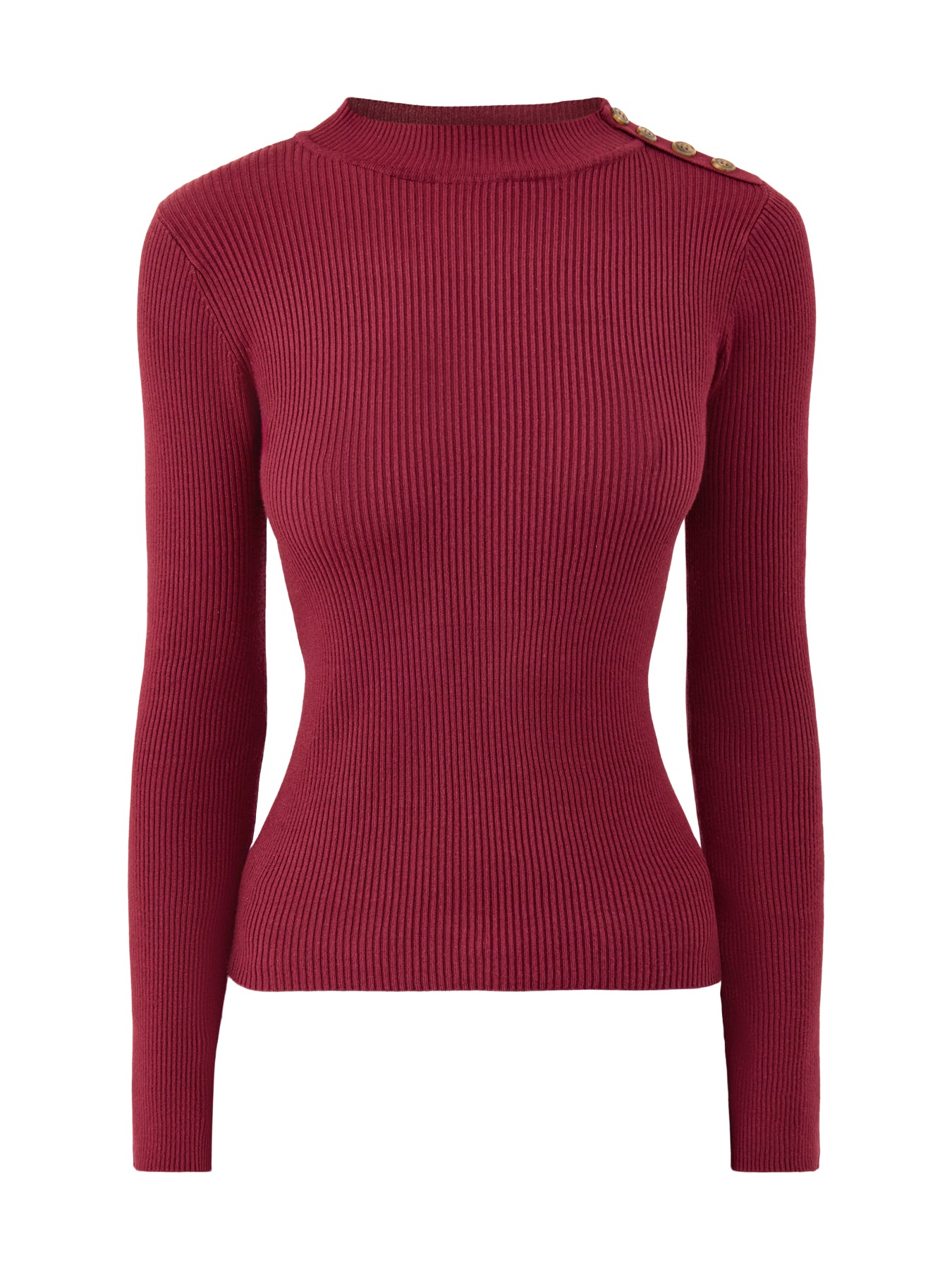 Side Neck Button Nightwear Top Burgundy