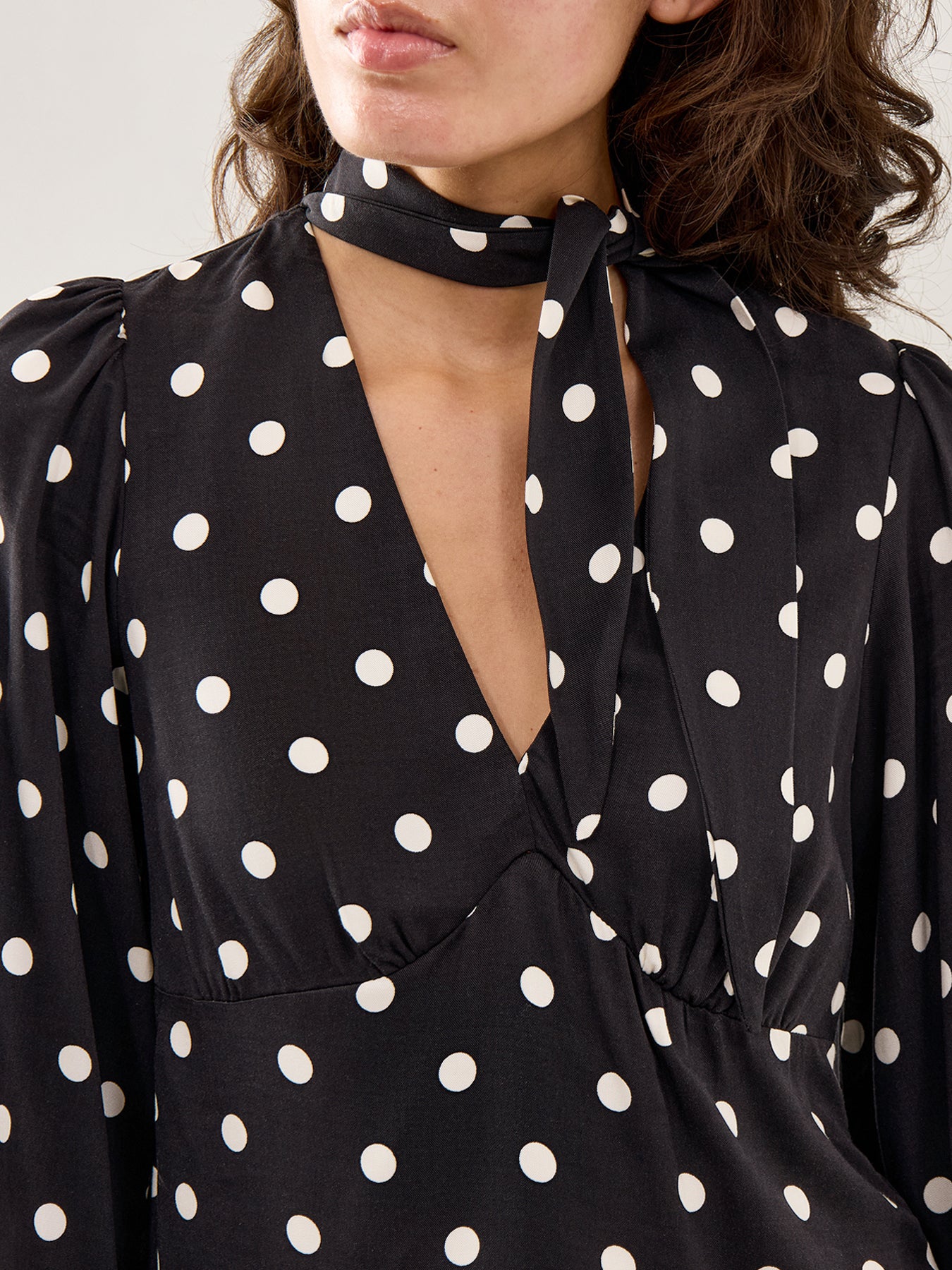 Neck Tie Detail Blouse Navy