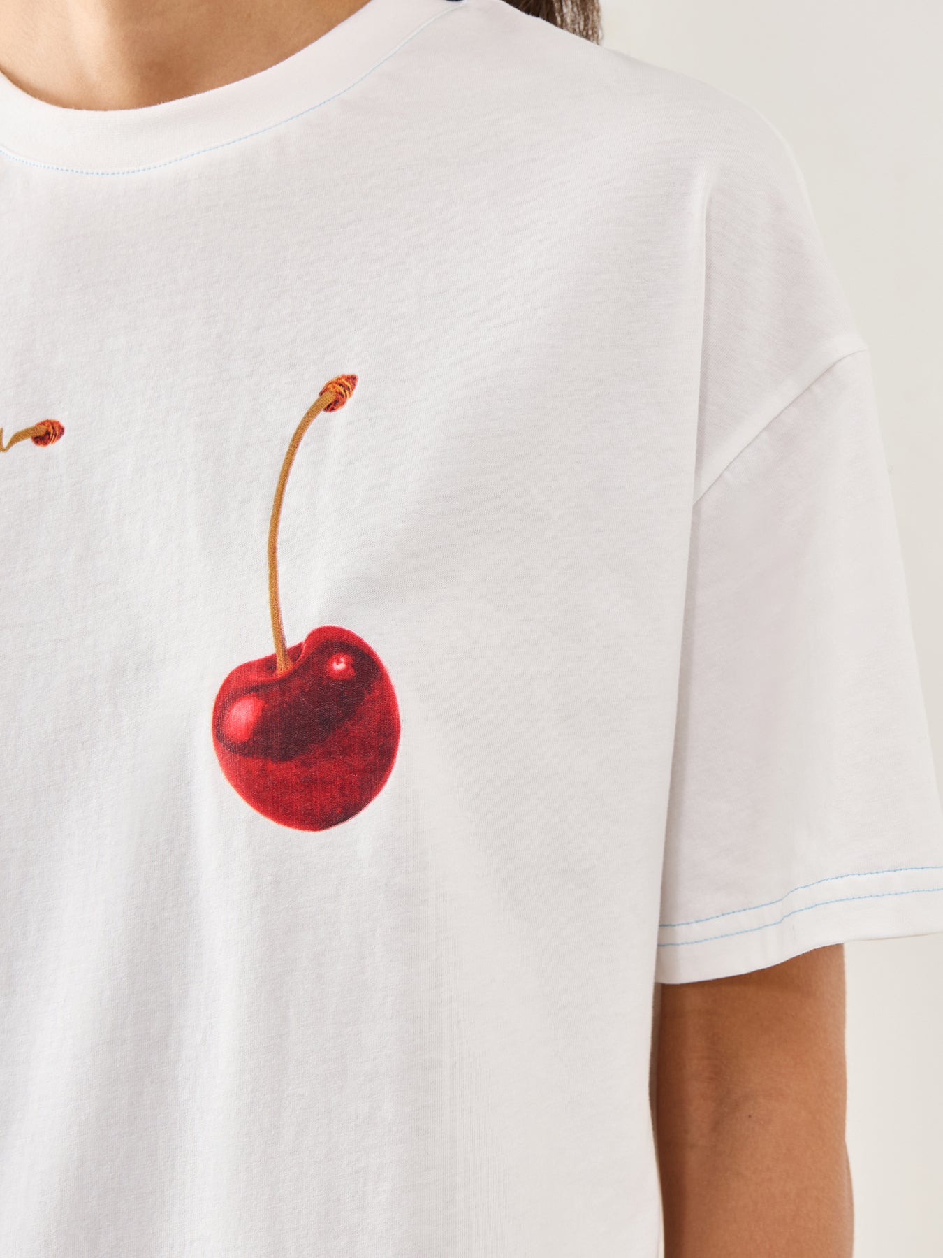 Cherry Graphic Cotton T-Shirt White