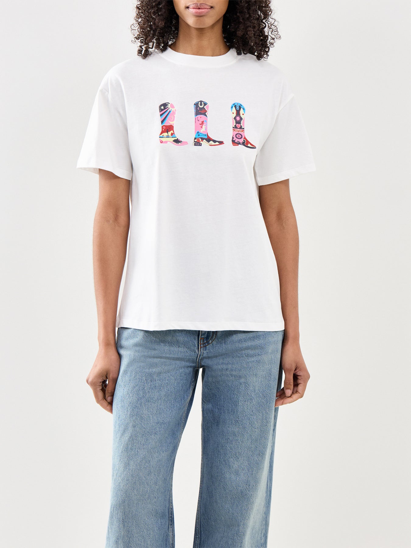 Cowboy Boot Graphic T-Shirt White