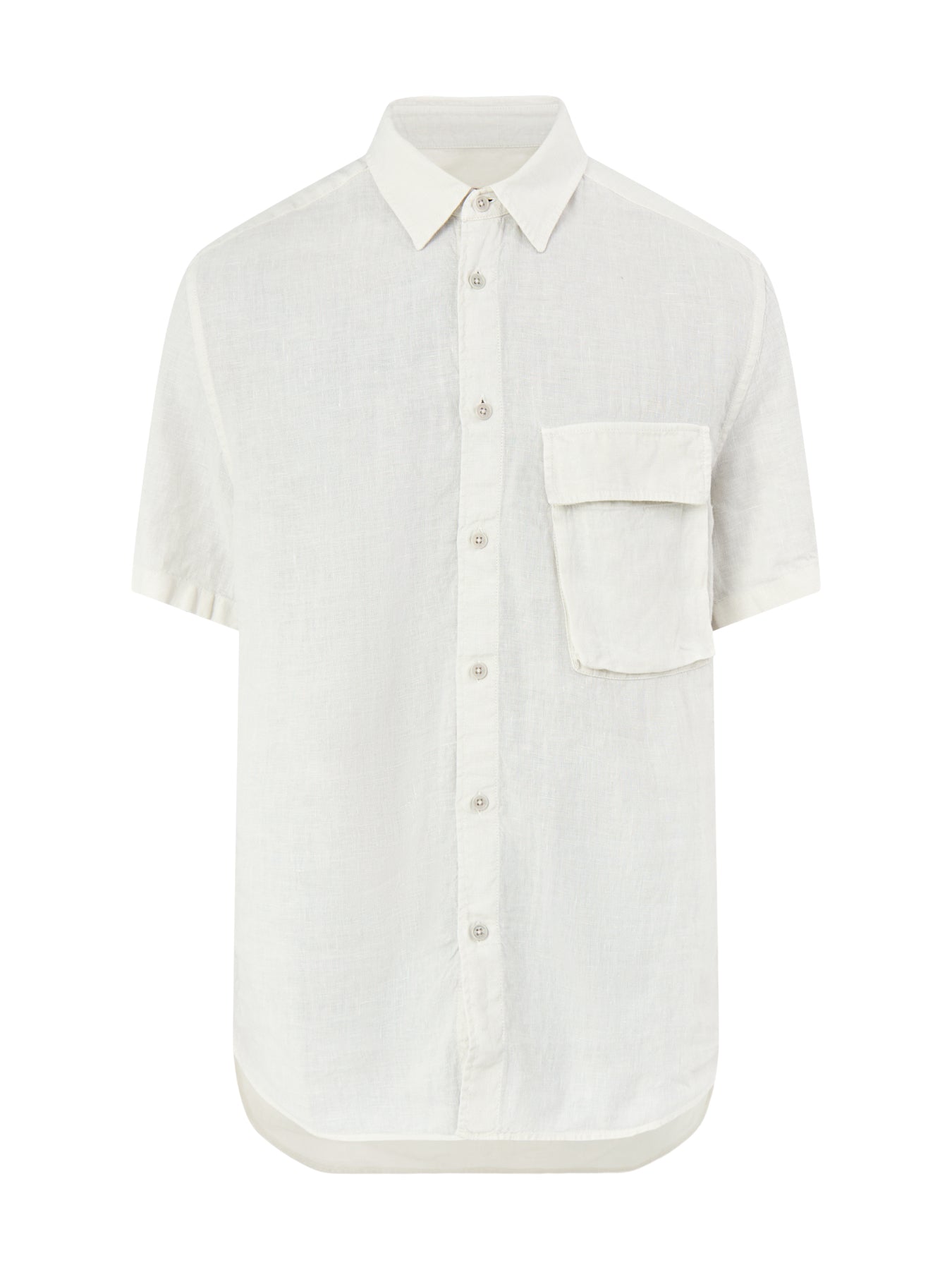 Belstaff Scale Short Sleeve Linen Shirt Silver Birch